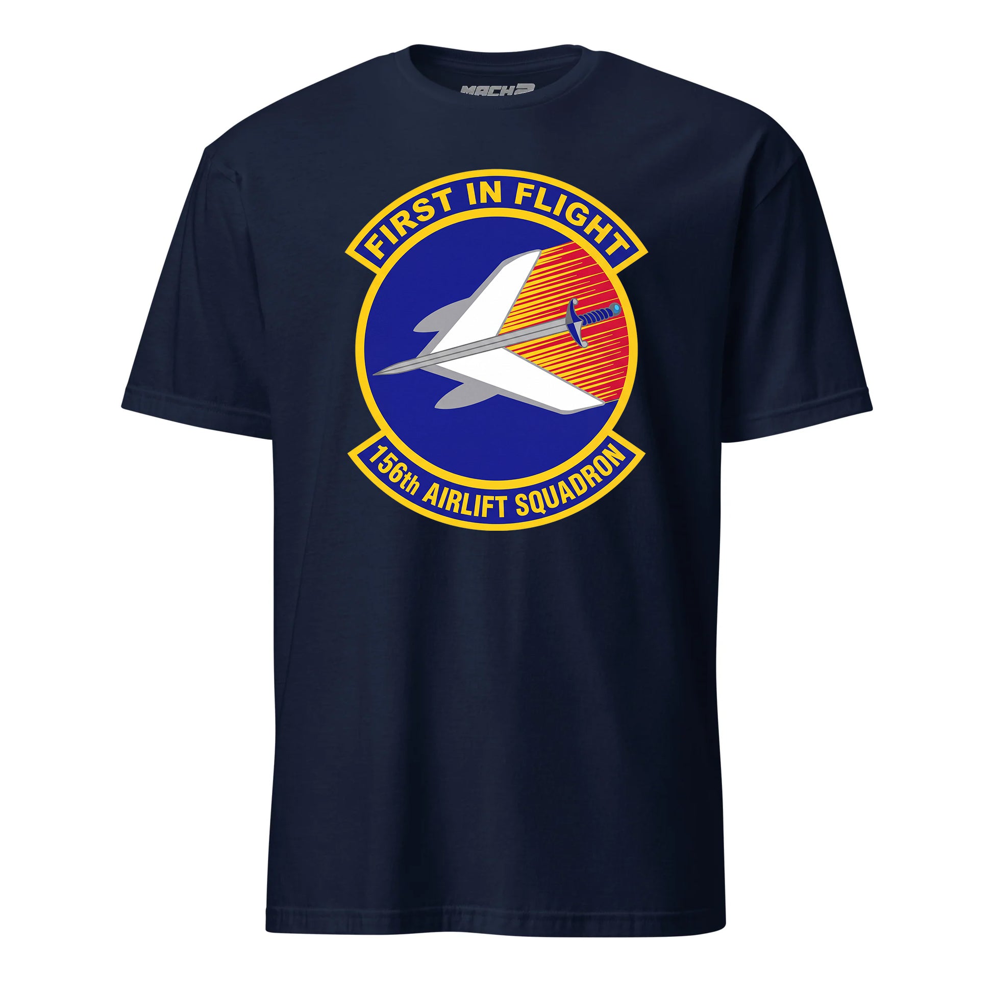 Mach2 Squadron Upload | 156TH AIRLIFT SQUADRON | T-Shirt | Navy | MACH-SHORT-SLEEVE-FRONT-NAVY.jpg