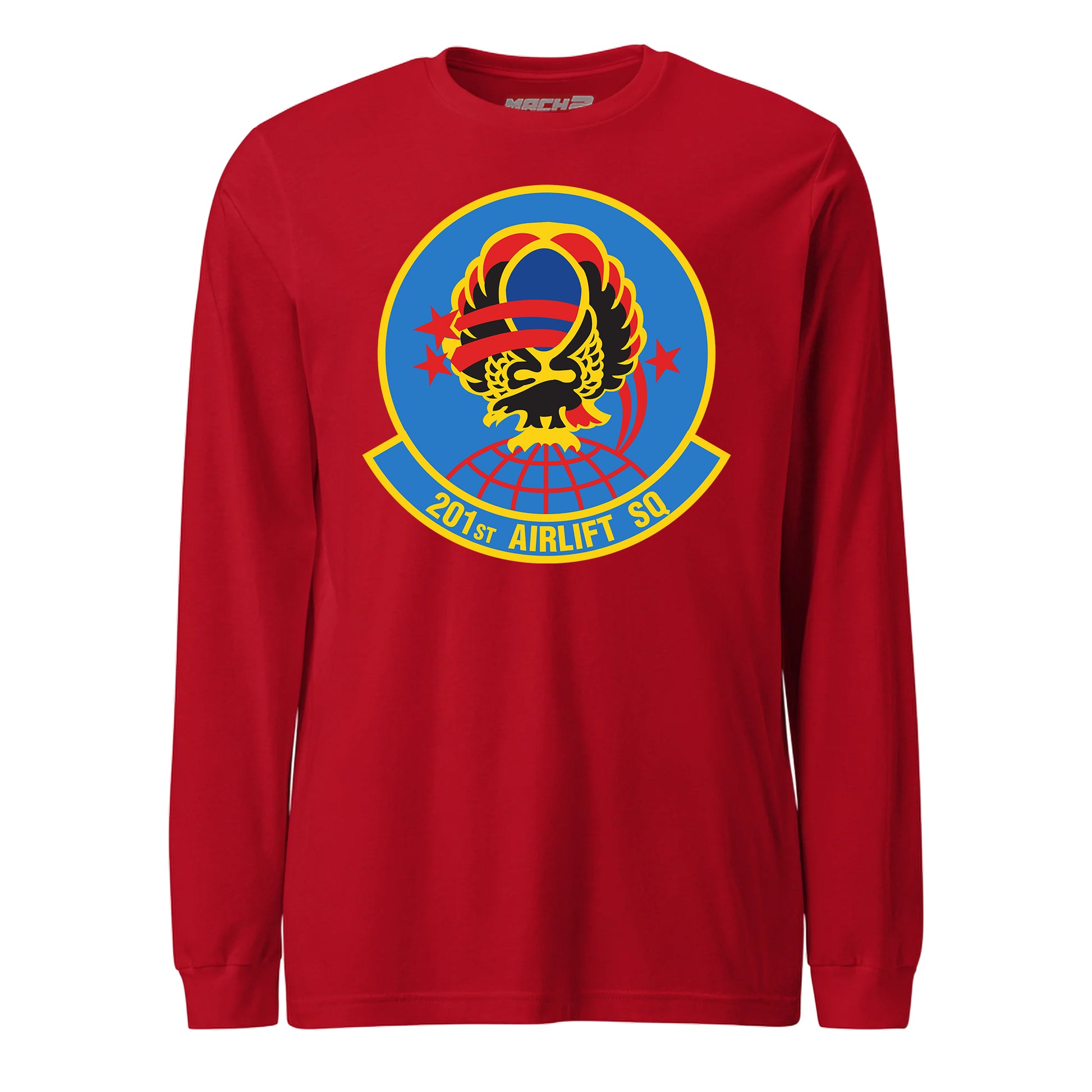 Mach2 Squadron Upload | 201ST AIRLIFT SQUADRON | Long Sleeve | Red | MACH-LONG-SLEEVE-FRONT-RED.jpg