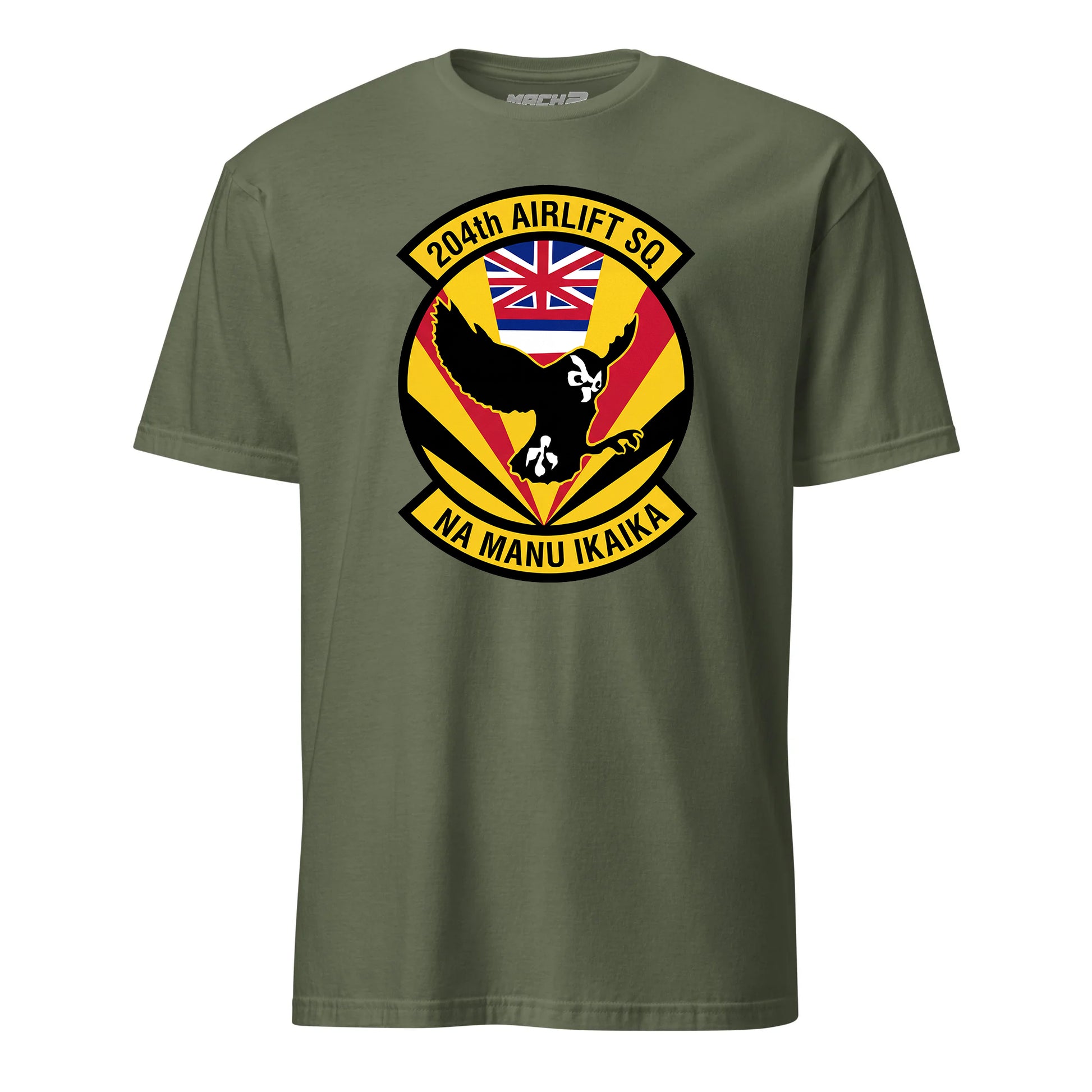 Mach2 Squadron Upload | 204TH AIRLIFT SQUADRON | T-Shirt | OD Green | MACH-SHORT-SLEEVE-FRONT-OD.jpg