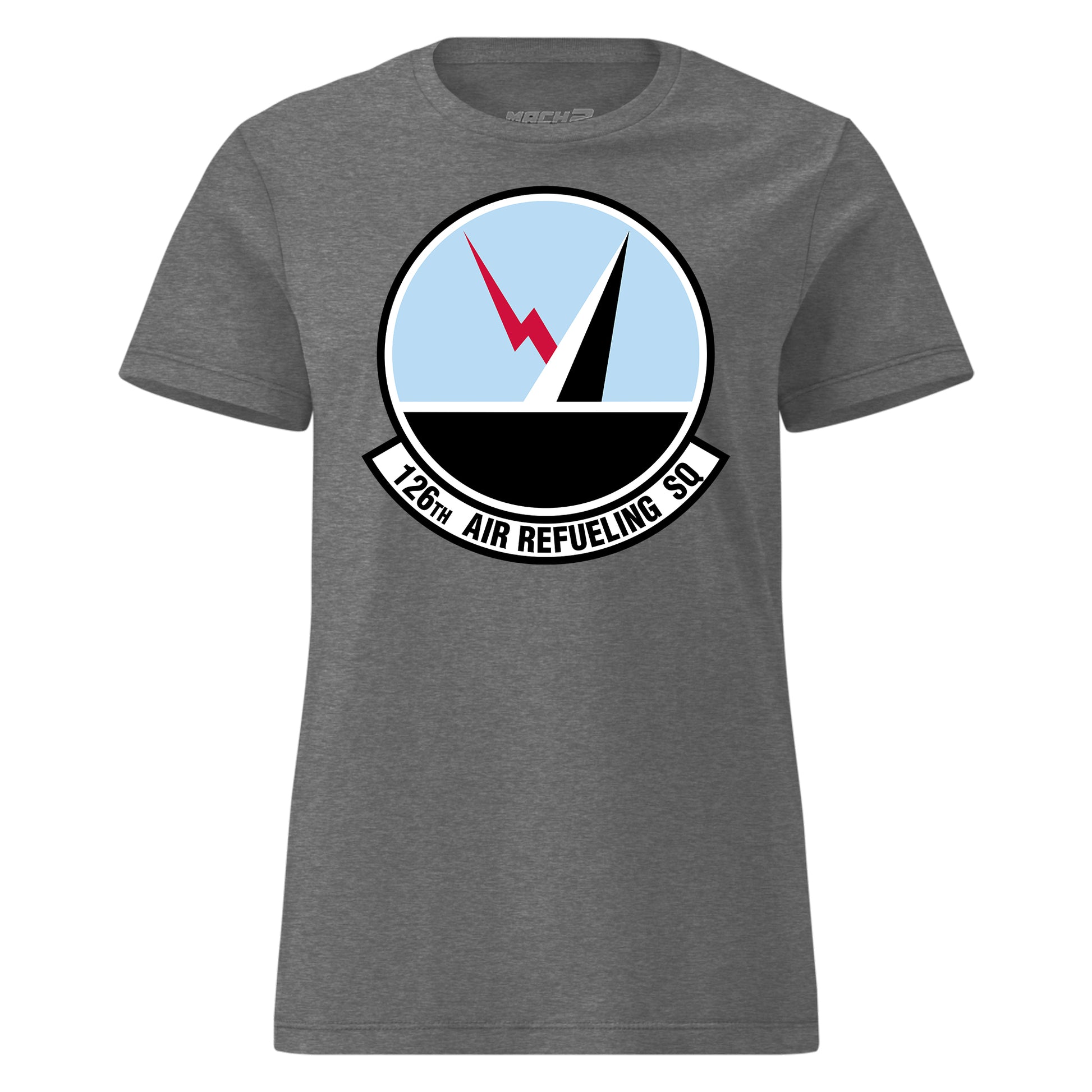 Mach2 Squadron Upload | 126TH AIR REFUELING SQUADRON | Womens | Charcoal Heather | MACH-WOMENS-FRONT-CHARCOAL.jpg