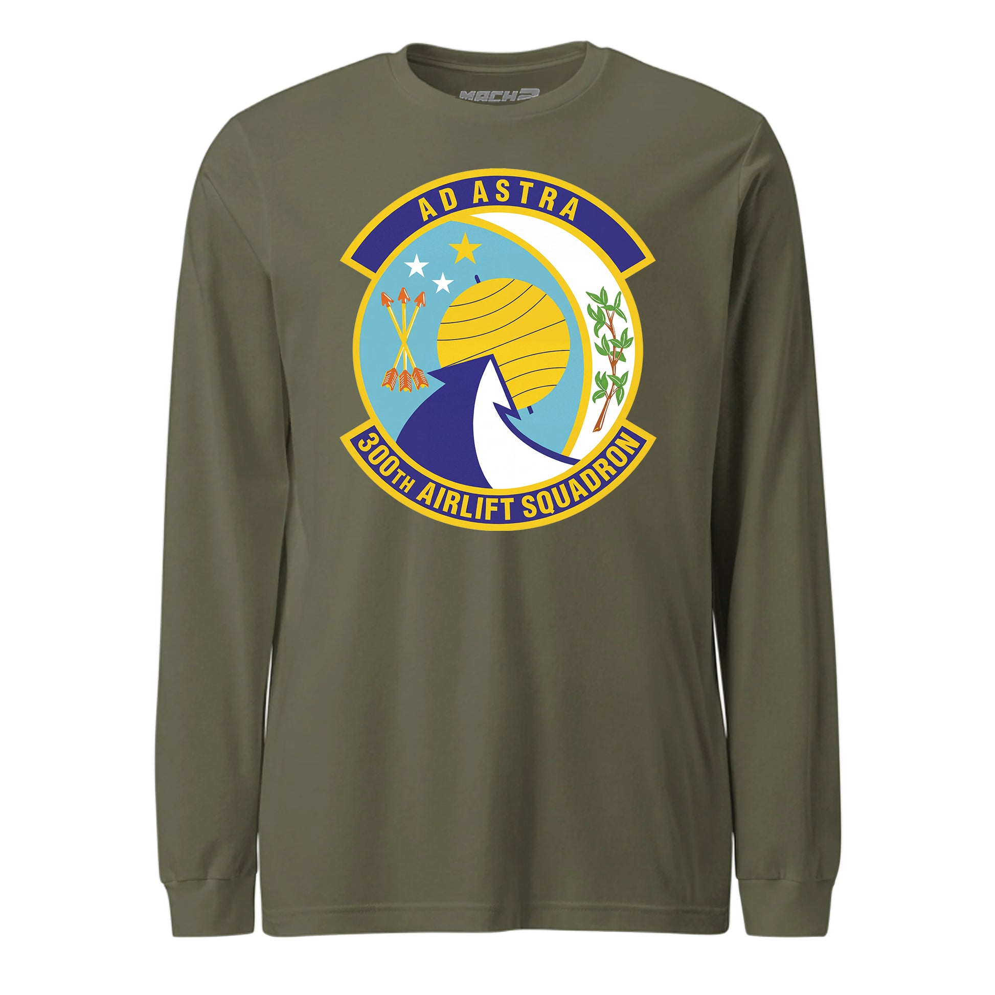 Mach2 Squadron Upload | 300TH AIRLIFT SQUADRON | Long Sleeve | OD Green | MACH-LONG-SLEEVE-FRONT-OD.jpg