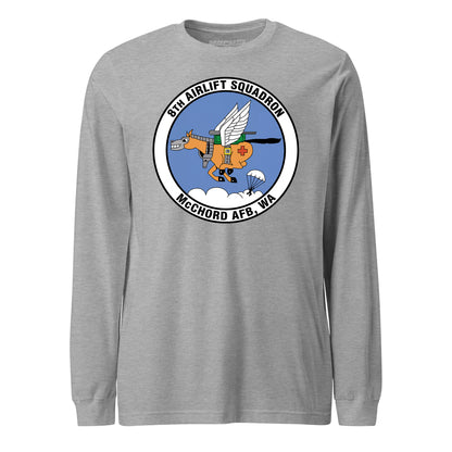 Mach2 Squadron Upload | 8TH AIRLIFT SQUADRON | Long Sleeve | Heather Grey | MACH-LONG-SLEEVE-FRONT-GREY.jpg