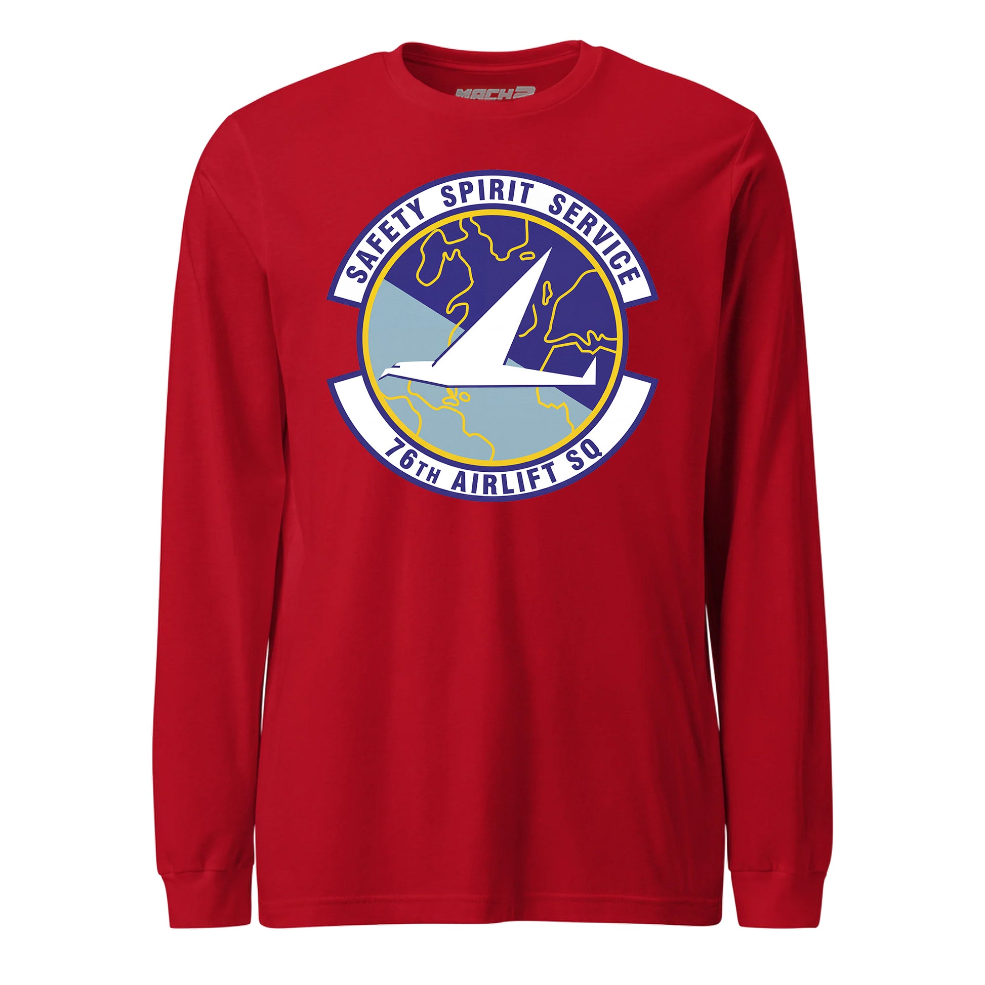 Mach2 Squadron Upload | 76TH AIRLIFT SQUADRON | Long Sleeve | Red | MACH-LONG-SLEEVE-FRONT-RED.jpg