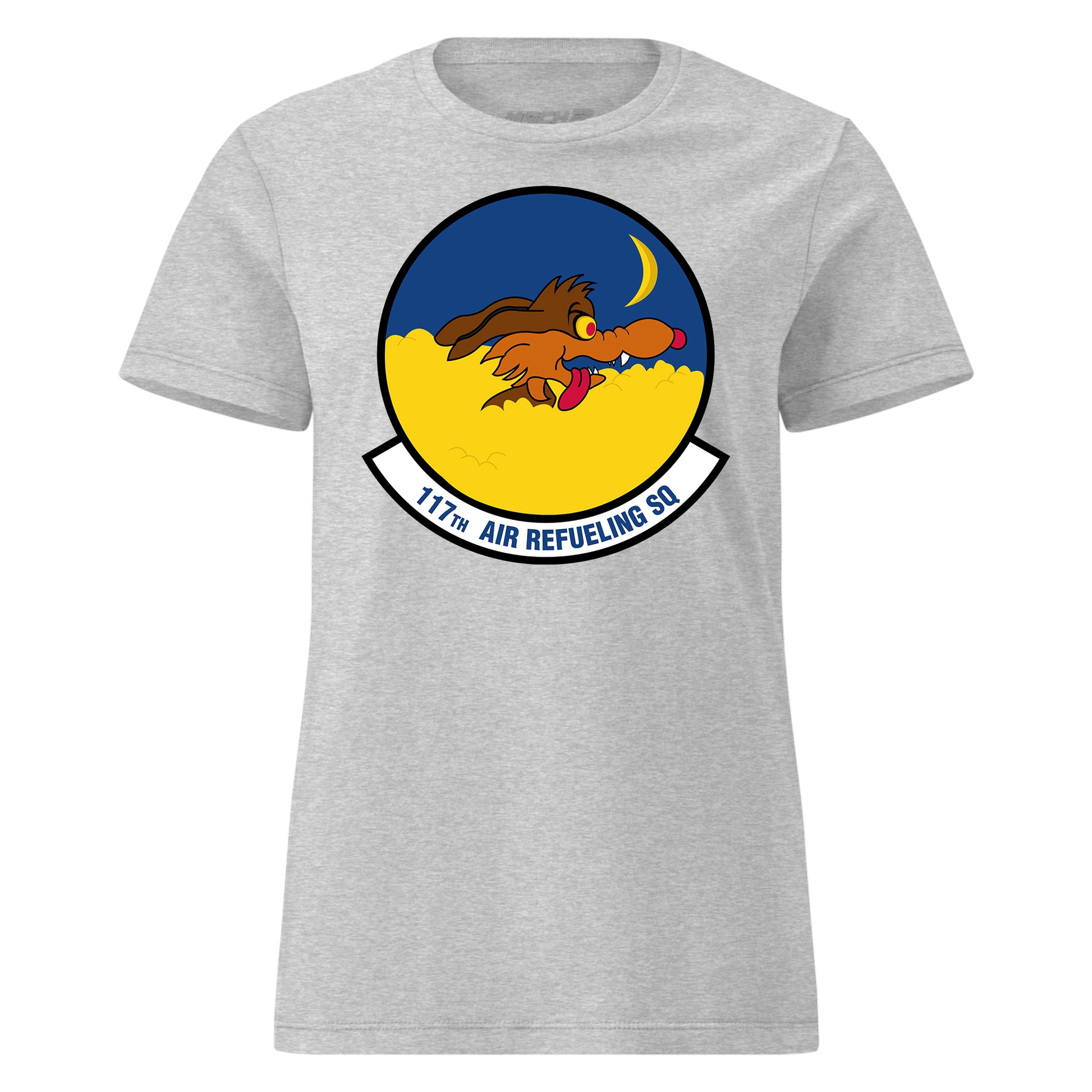 Mach2 Squadron Upload | 117TH AIR REFUELING SQUADRON | Womens | Heather Grey | MACH-WOMENS-FRONT-GREY.jpg
