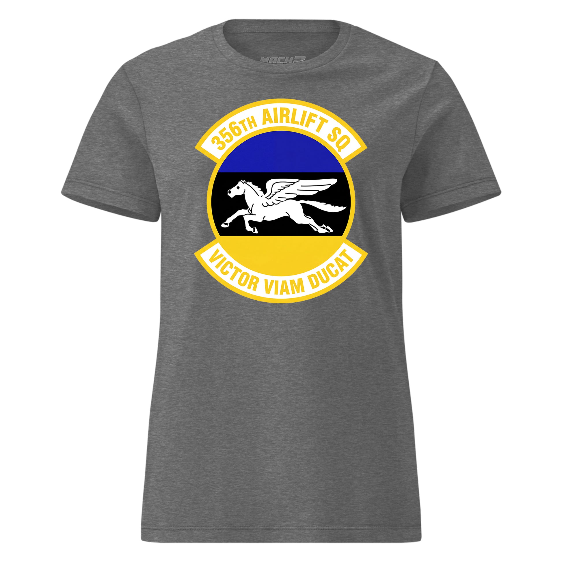 Mach2 Squadron Upload | 356TH AIRLIFT SQUADRON | Womens | Charcoal Heather | MACH-WOMENS-FRONT-CHARCOAL.jpg