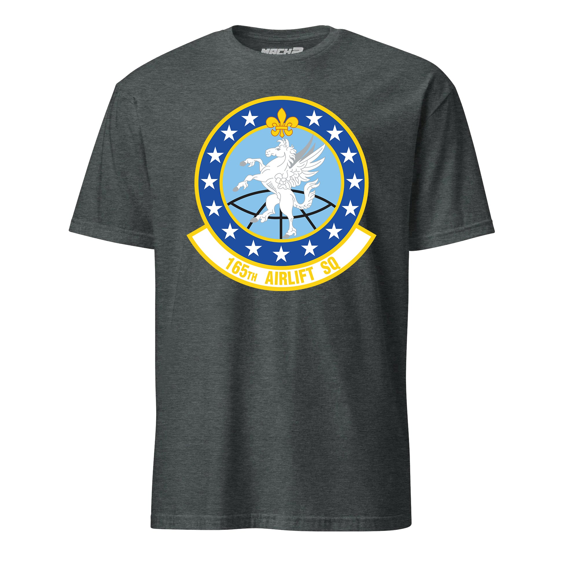 Mach2 Squadron Upload | 165TH AIRLIFT SQUADRON | T-Shirt | Charcoal Heather | MACH-SHORT-SLEEVE-FRONT-CHARCOAL.jpg