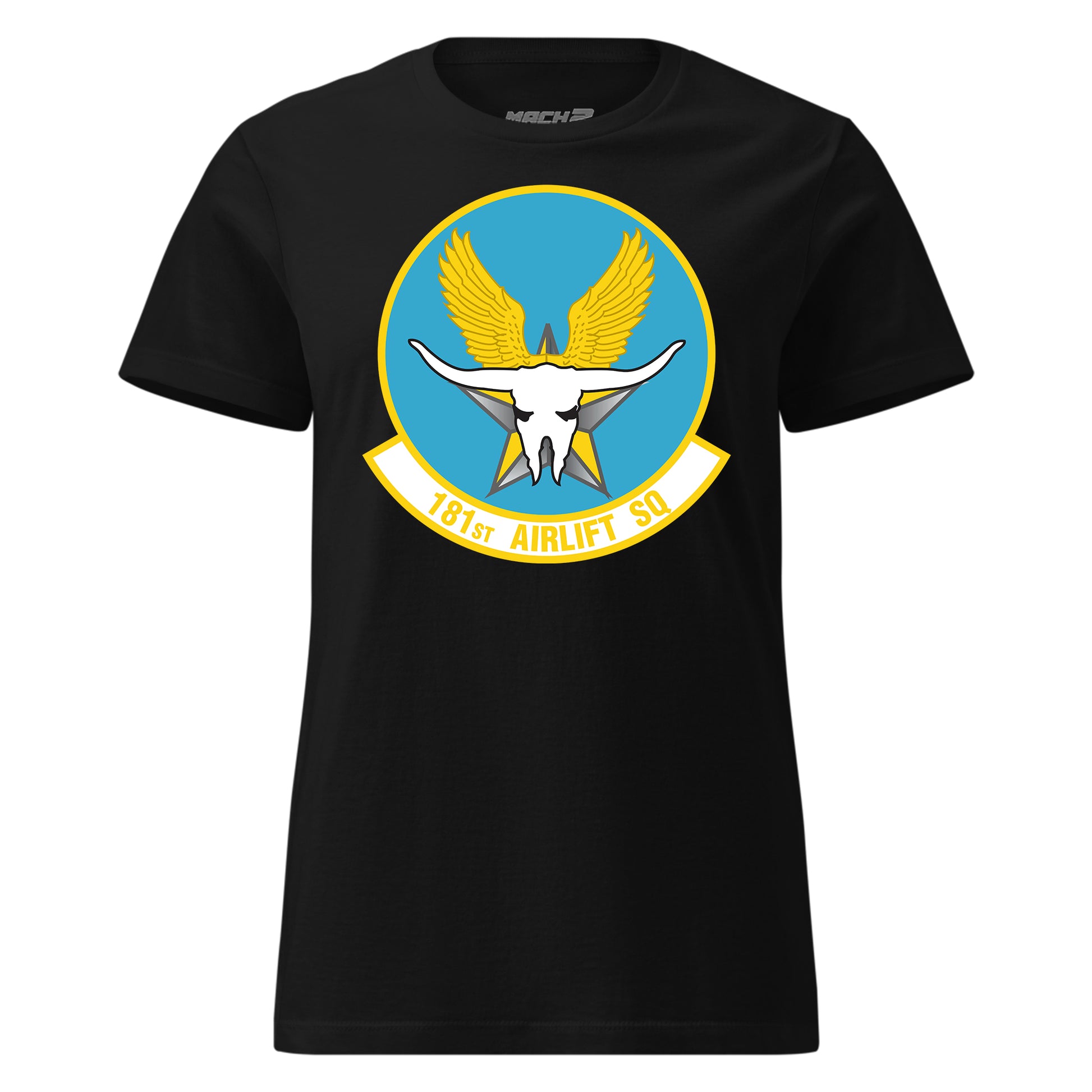 Mach2 Squadron Upload | 181ST AIRLIFT SQUADRON | Womens | Black | MACH-WOMENS-FRONT-BLACK.jpg