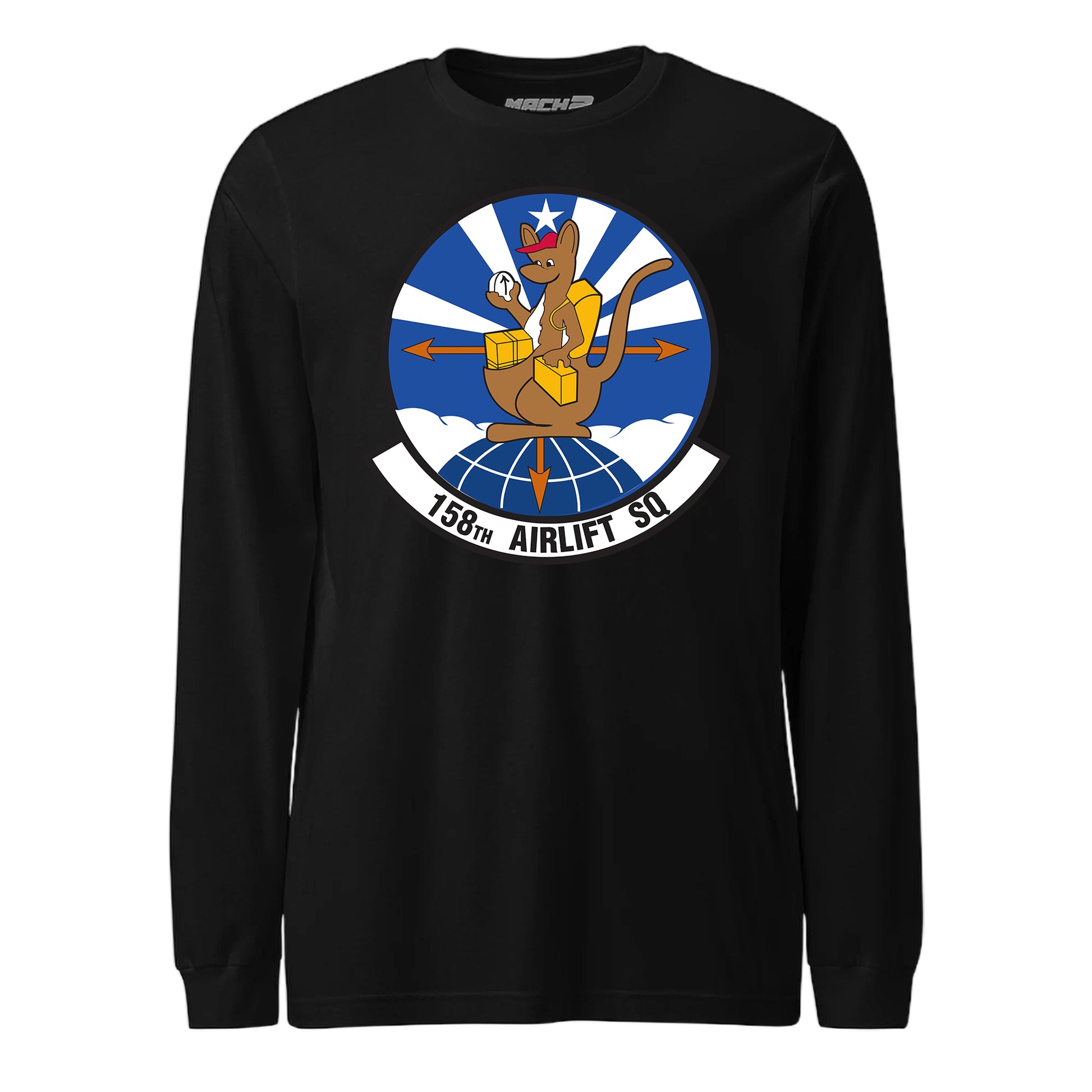 Mach2 Squadron Upload | 158TH AIRLIFT SQUADRON | Long Sleeve | Black | MACH-LONG-SLEEVE-FRONT-BLACK.jpg