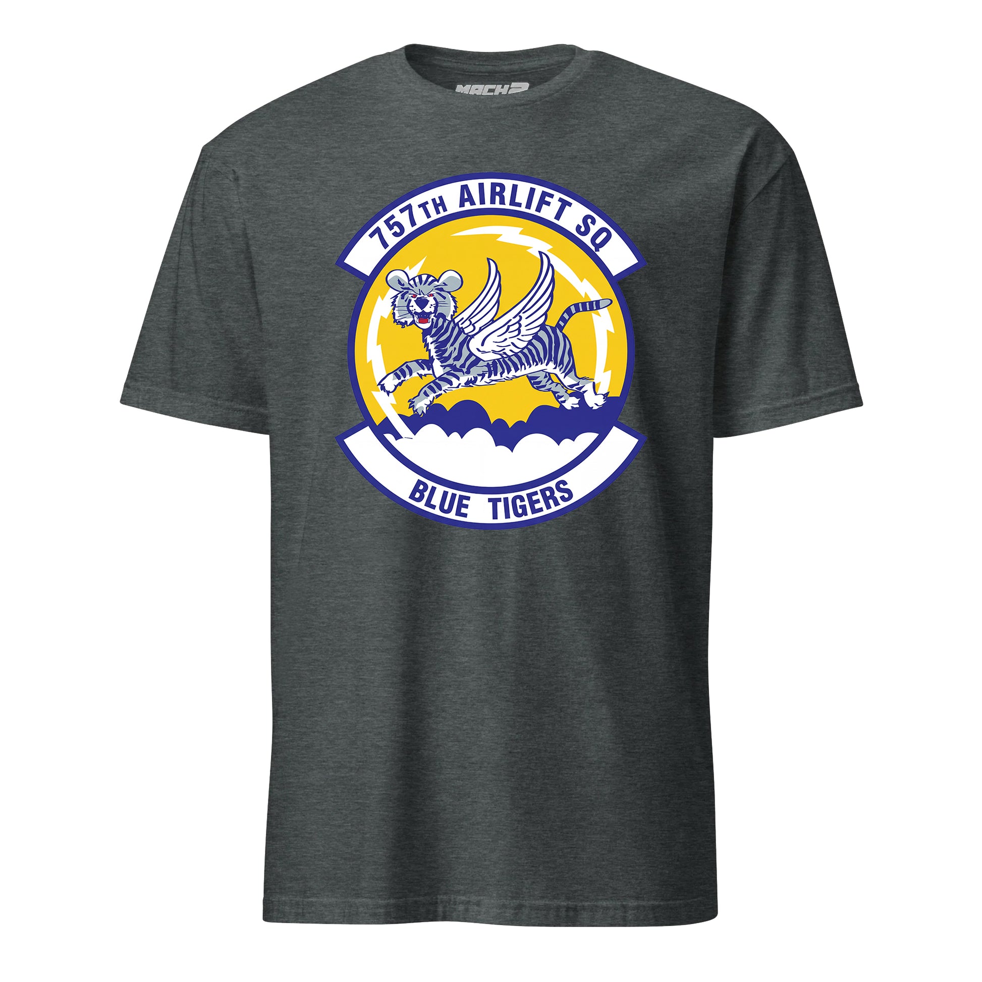 Mach2 Squadron Upload | 757TH AIRLIFT SQUADRON | T-Shirt | Charcoal Heather | MACH-SHORT-SLEEVE-FRONT-CHARCOAL.jpg
