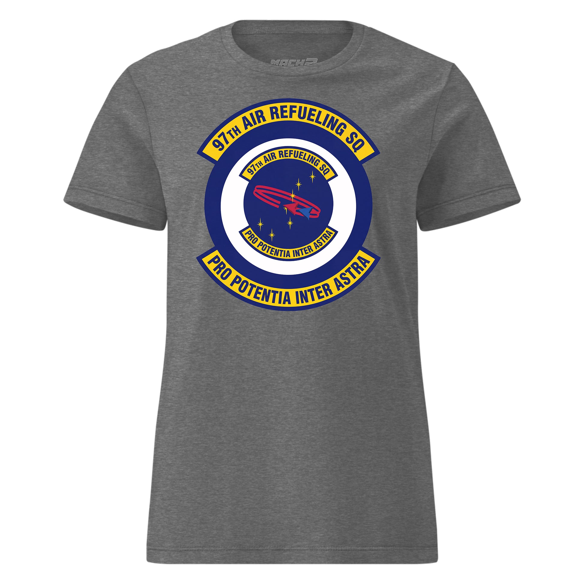 Mach2 Squadron Upload | 97TH AIR REFUELING SQUADRON | Womens | Charcoal Heather | MACH-WOMENS-FRONT-CHARCOAL.jpg