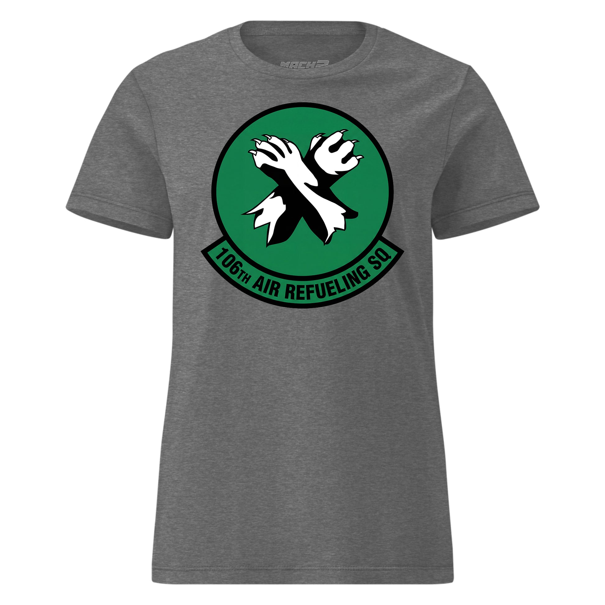 Mach2 Squadron Upload | 106TH AIR REFUELING SQUADRON | Womens | Charcoal Heather | MACH-WOMENS-FRONT-CHARCOAL.jpg