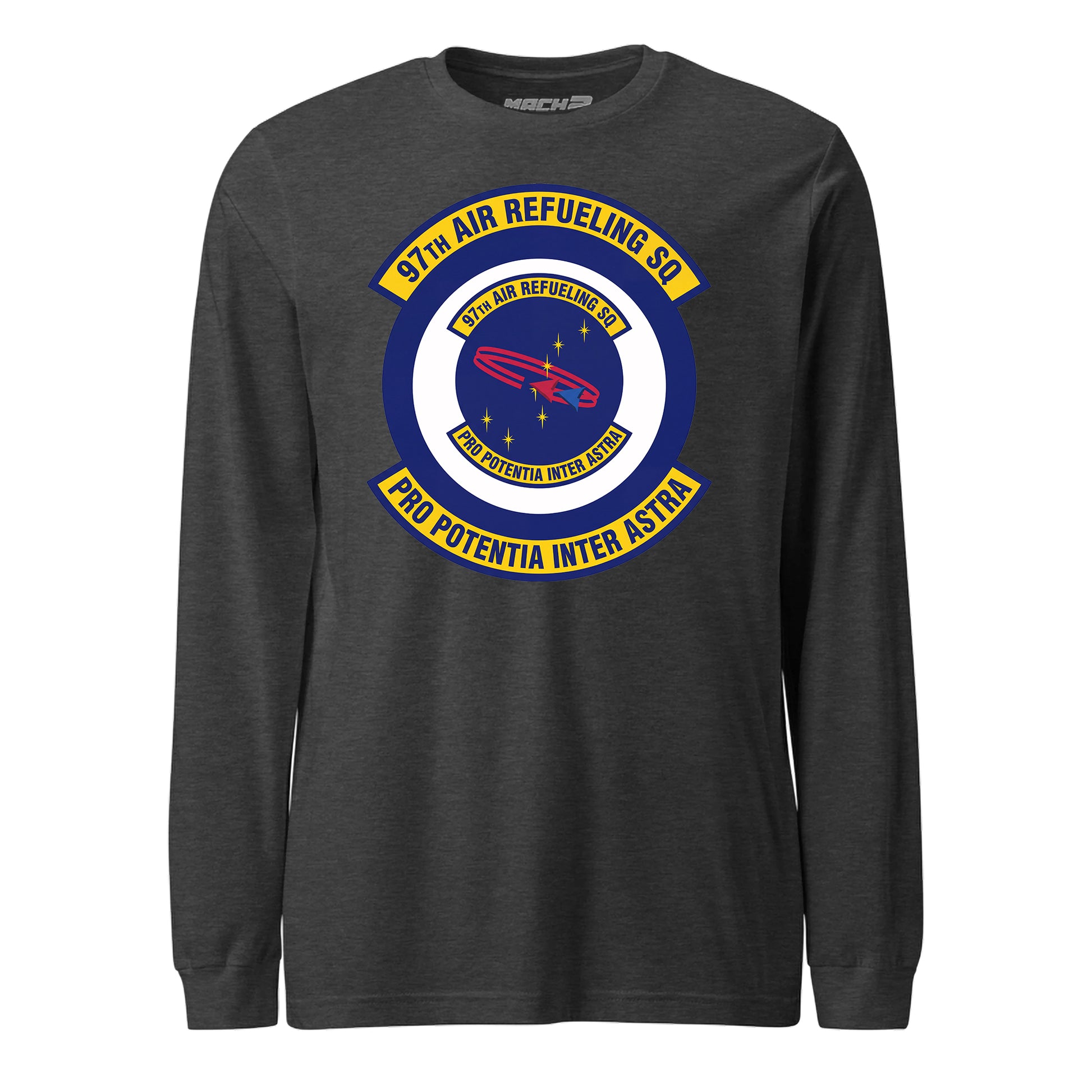Mach2 Squadron Upload | 97TH AIR REFUELING SQUADRON | Long Sleeve | Charcoal Heather | MACH-LONG-SLEEVE-FRONT-CHARCOAL.jpg