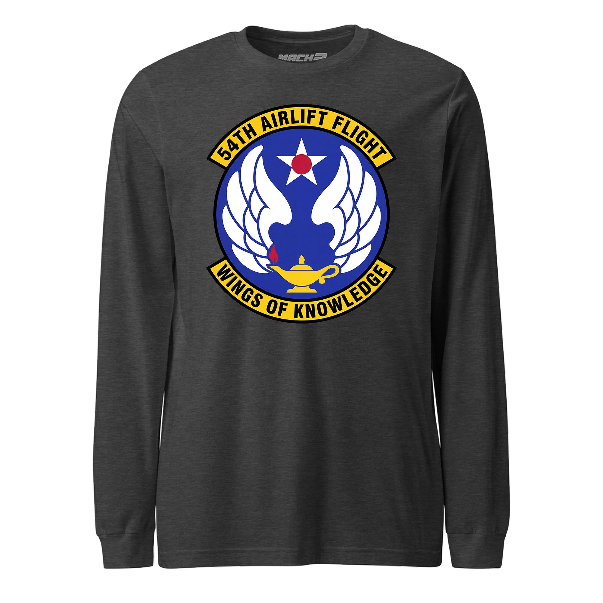 Mach2 Squadron Upload | 54TH AIRLIFT SQUADRON | Long Sleeve | Charcoal Heather | MACH-LONG-SLEEVE-FRONT-CHARCOAL.jpg