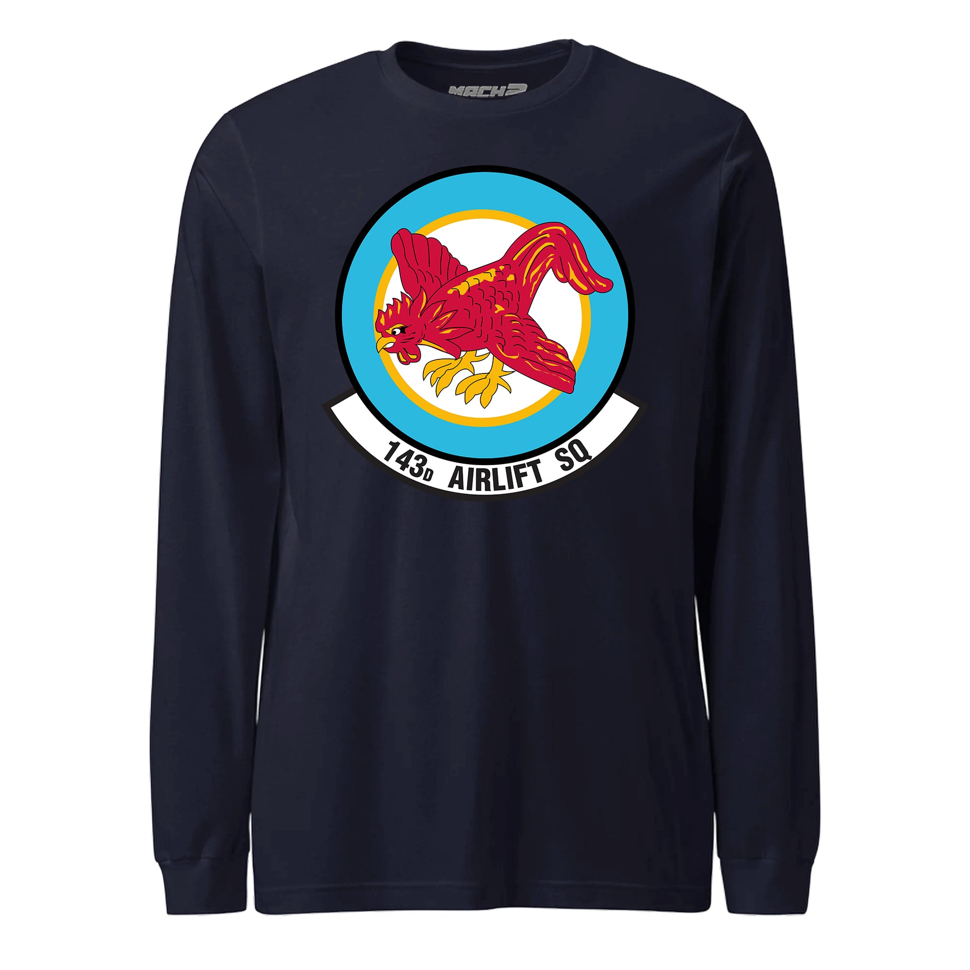 Mach2 Squadron Upload | 143RD AIRLIFT SQUADRON | Long Sleeve | Navy | MACH-LONG-SLEEVE-FRONT-NAVY.jpg