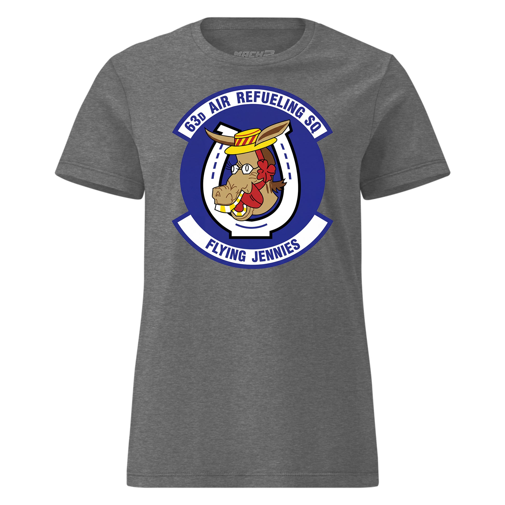 Mach2 Squadron Upload | 63RD AIR REFUELING SQUADRON | Womens | Charcoal Heather | MACH-WOMENS-FRONT-CHARCOAL.jpg