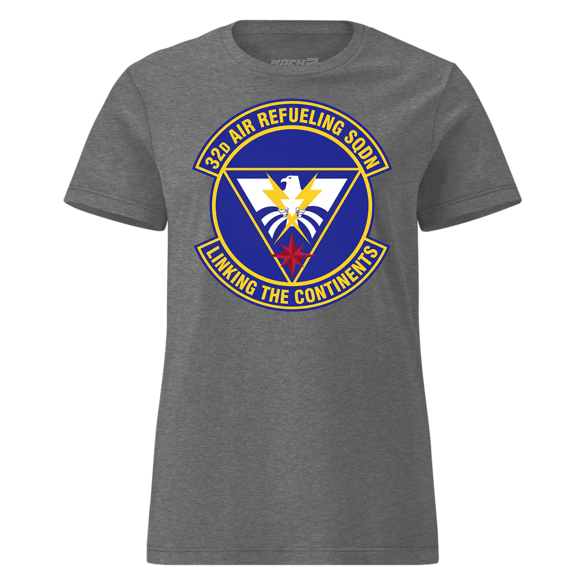Mach2 Squadron Upload | 32ND AIR REFUELING SQUADRON | Womens | Charcoal Heather | MACH-WOMENS-FRONT-CHARCOAL.jpg