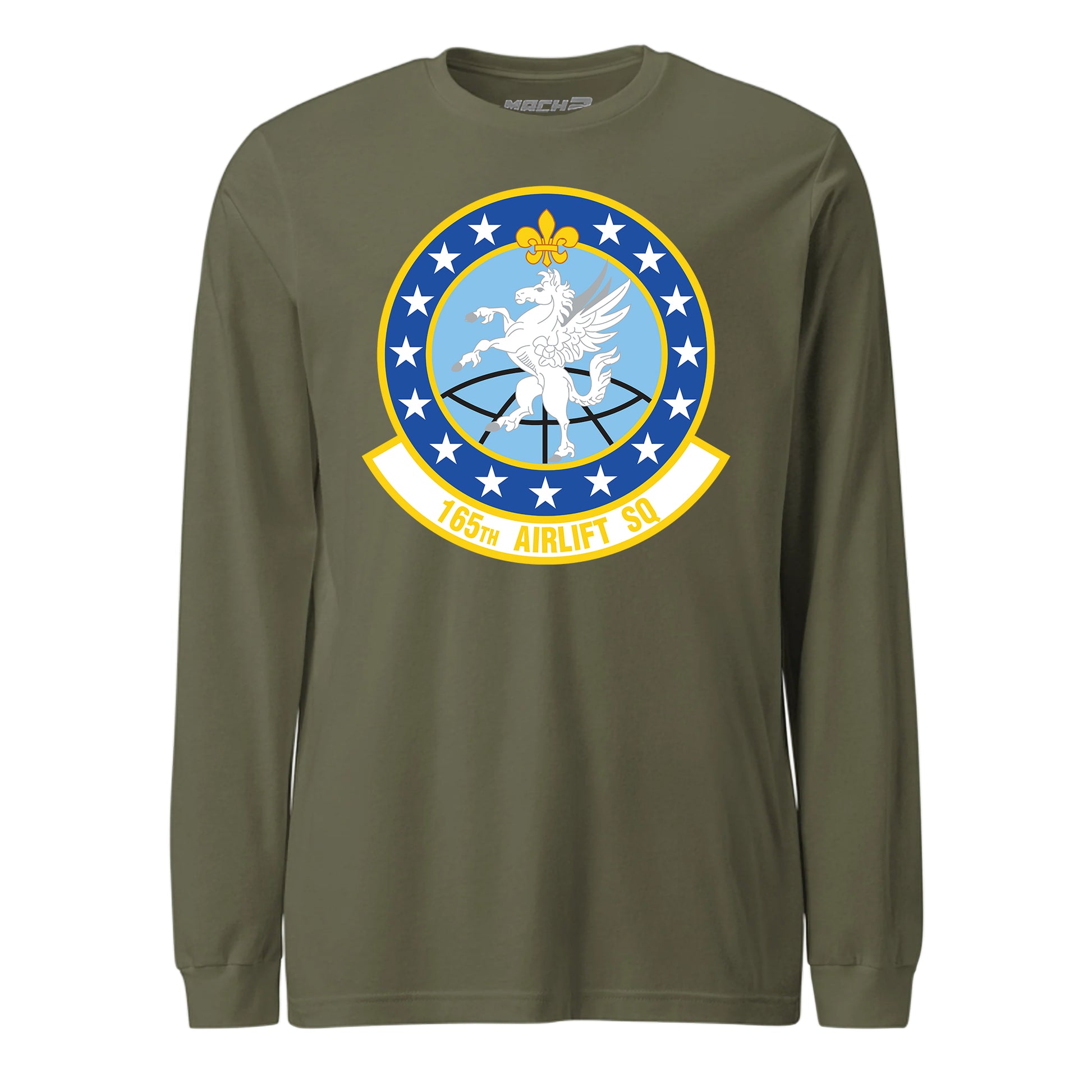 Mach2 Squadron Upload | 165TH AIRLIFT SQUADRON | Long Sleeve | OD Green | MACH-LONG-SLEEVE-FRONT-OD.jpg