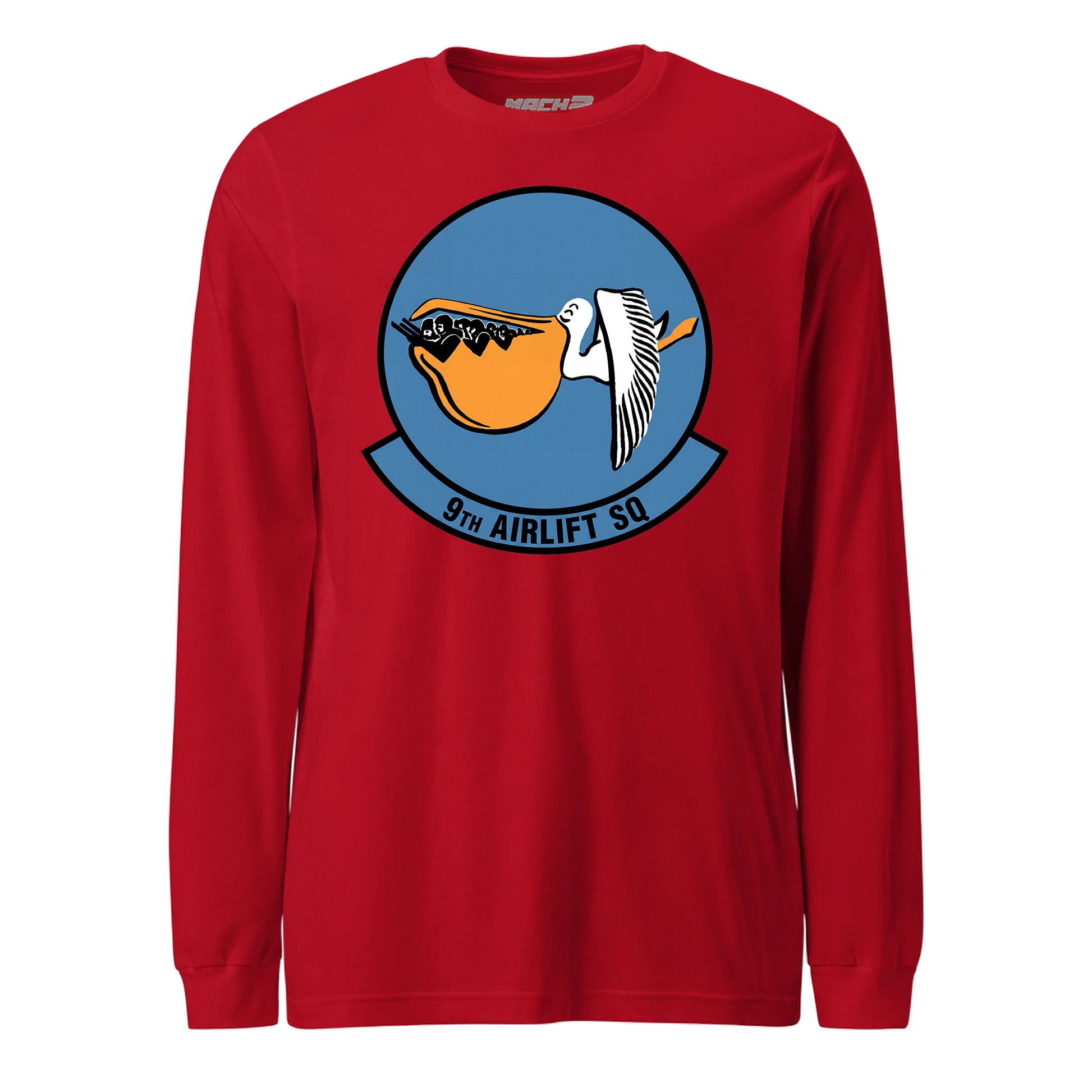 Mach2 Squadron Upload | 9TH AIRLIFT SQUADRON | Long Sleeve | Red | MACH-LONG-SLEEVE-FRONT-RED.jpg