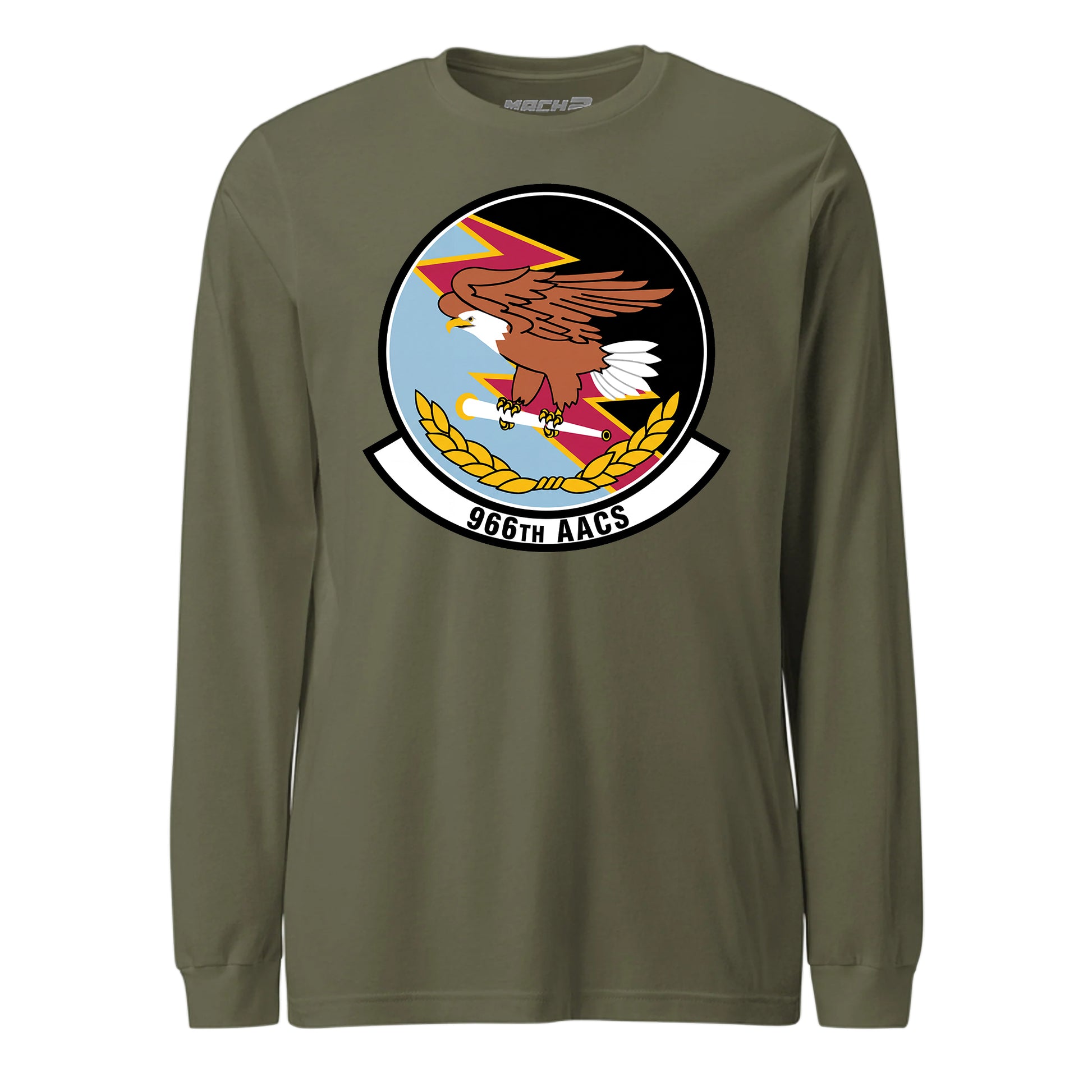 Mach2 Squadron Upload | 966TH AIRBORNE AIR CONTROL SQUADRON | Long Sleeve | OD Green | MACH-LONG-SLEEVE-FRONT-OD.jpg