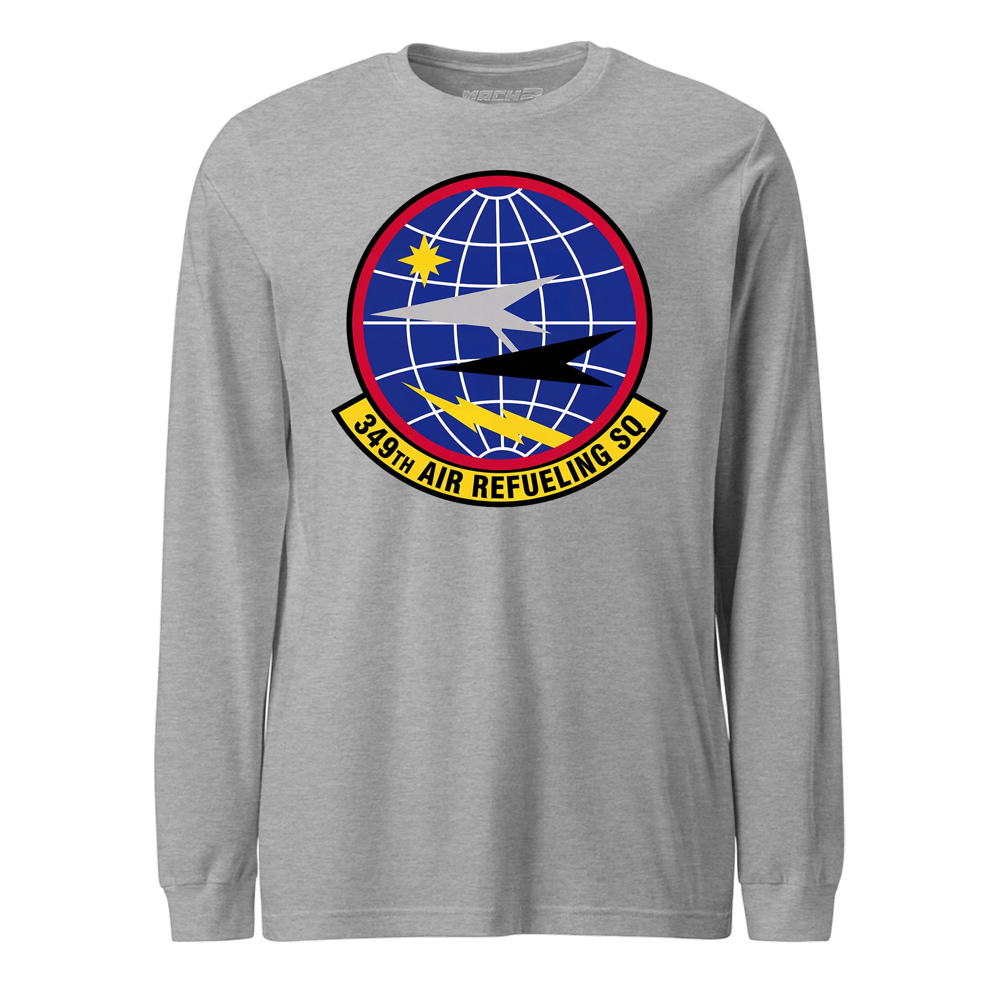 Mach2 Squadron Upload | 349TH AIR REFUELING SQUADRON | Long Sleeve | Heather Grey | MACH-LONG-SLEEVE-FRONT-GREY.jpg