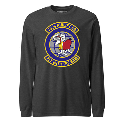 Mach2 Squadron Upload | 732ND AIRLIFT SQUADRON | Long Sleeve | Charcoal Heather | MACH-LONG-SLEEVE-FRONT-CHARCOAL.jpg