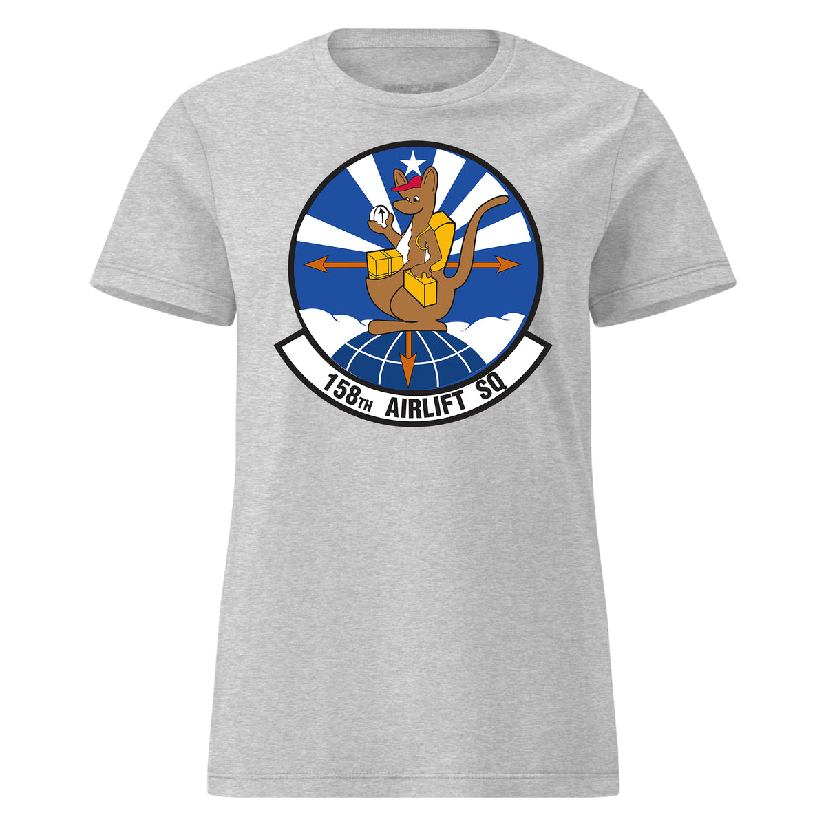 Mach2 Squadron Upload | 158TH AIRLIFT SQUADRON | Womens | Heather Grey | MACH-WOMENS-FRONT-GREY.jpg