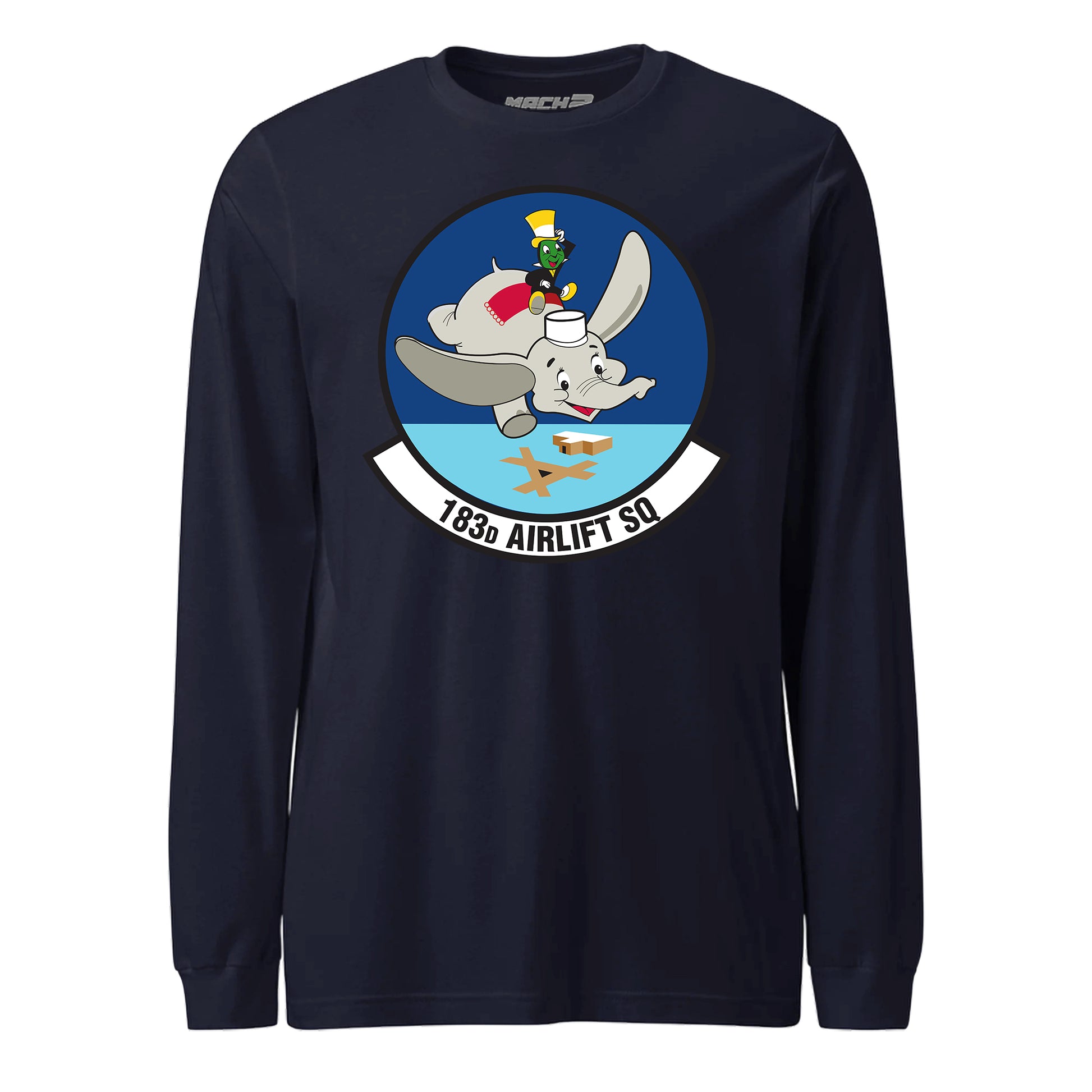 Mach2 Squadron Upload | 183RD AIRLIFT SQUADRON | Long Sleeve | Navy | MACH-LONG-SLEEVE-FRONT-NAVY.jpg