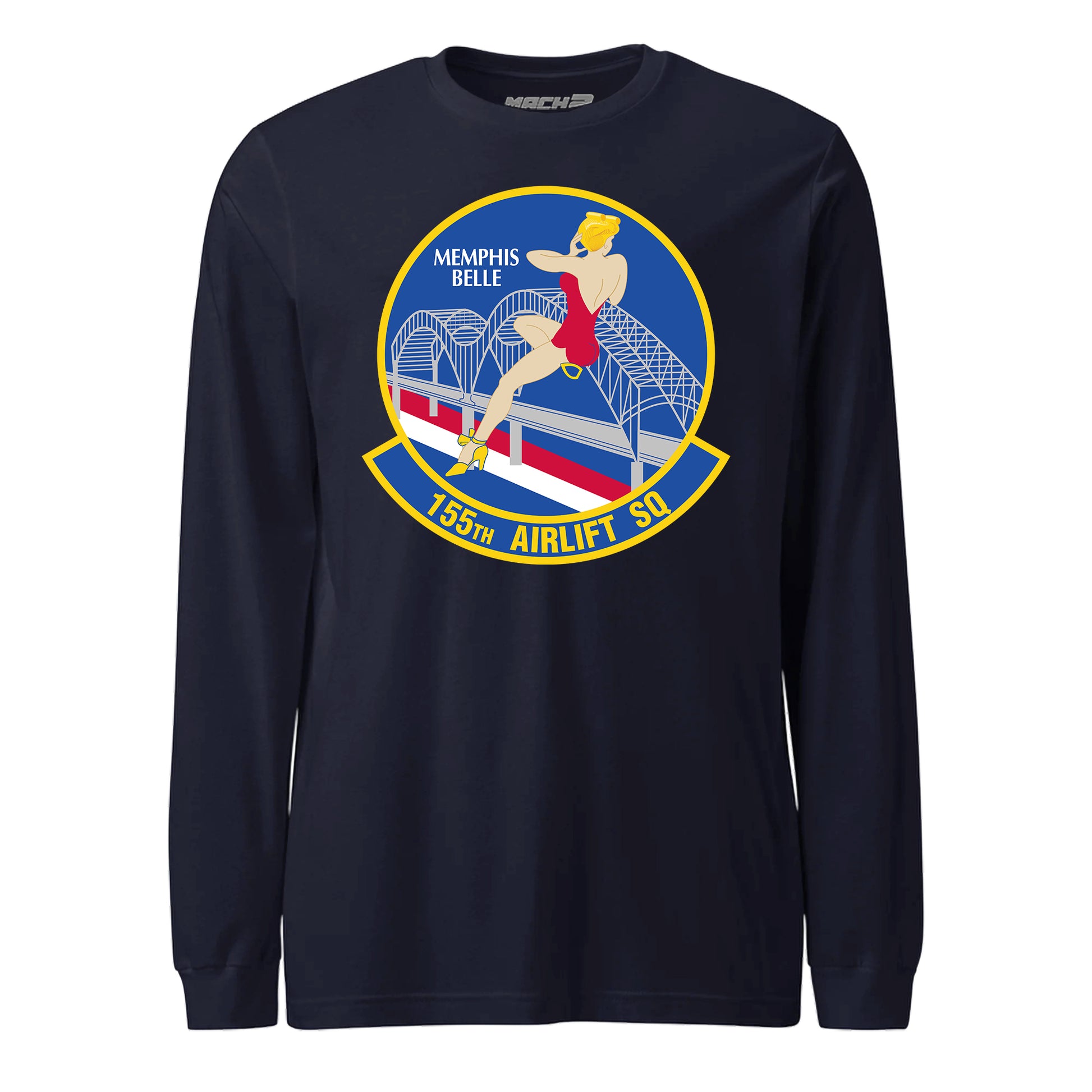 Mach2 Squadron Upload | 155TH AIRLIFT SQUADRON | Long Sleeve | Navy | MACH-LONG-SLEEVE-FRONT-NAVY.jpg