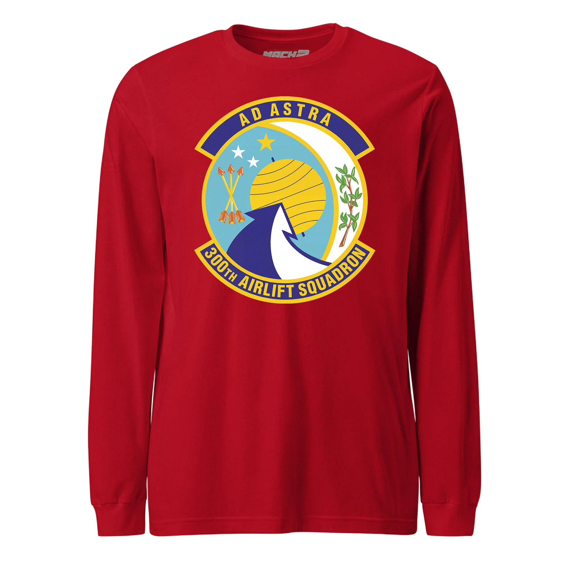 Mach2 Squadron Upload | 300TH AIRLIFT SQUADRON | Long Sleeve | Red | MACH-LONG-SLEEVE-FRONT-RED.jpg