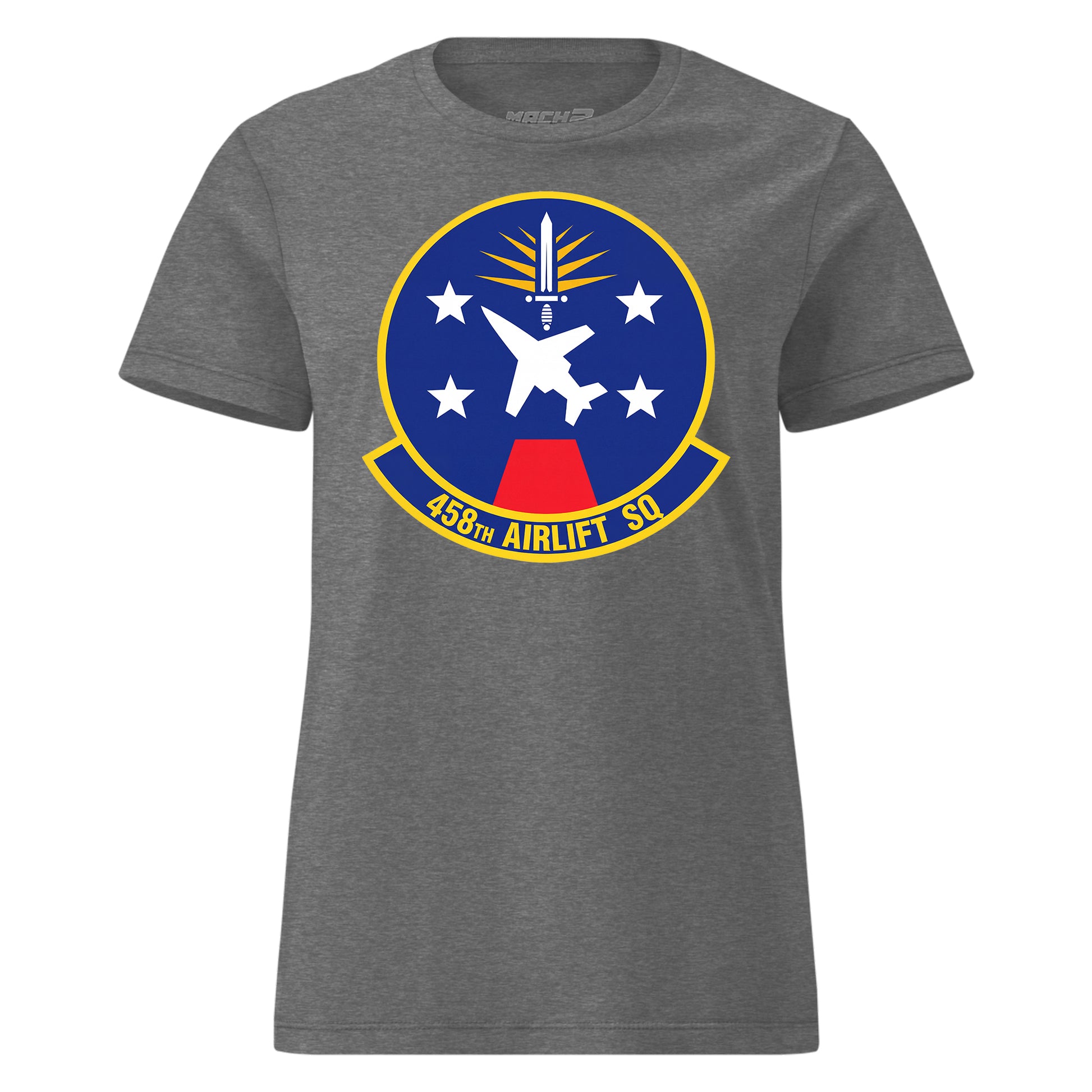 Mach2 Squadron Upload | 458TH AIRLIFT SQUADRON | Womens | Charcoal Heather | MACH-WOMENS-FRONT-CHARCOAL.jpg