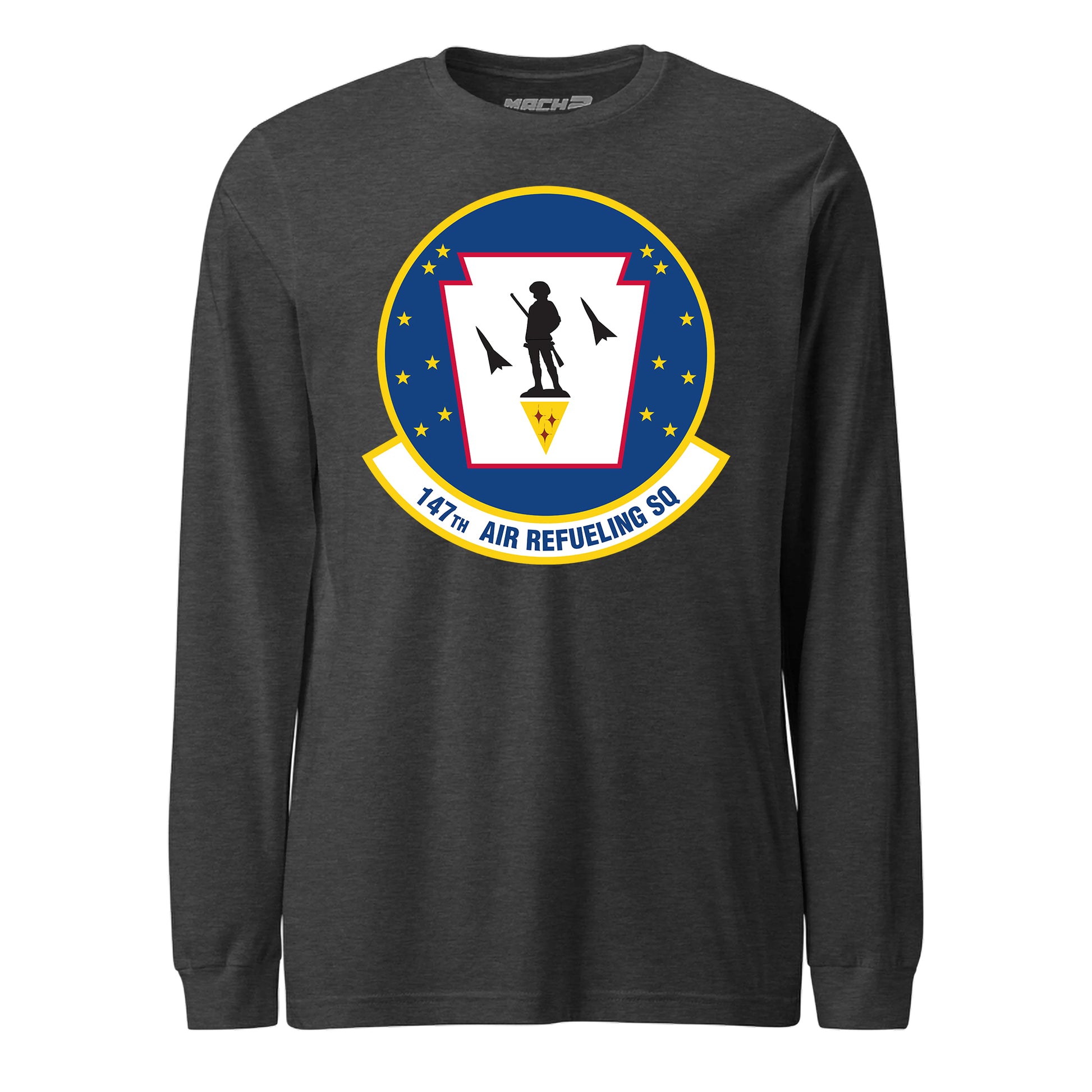 Mach2 Squadron Upload | 147TH AIR REFUELING SQUADRON | Long Sleeve | Charcoal Heather | MACH-LONG-SLEEVE-FRONT-CHARCOAL.jpg