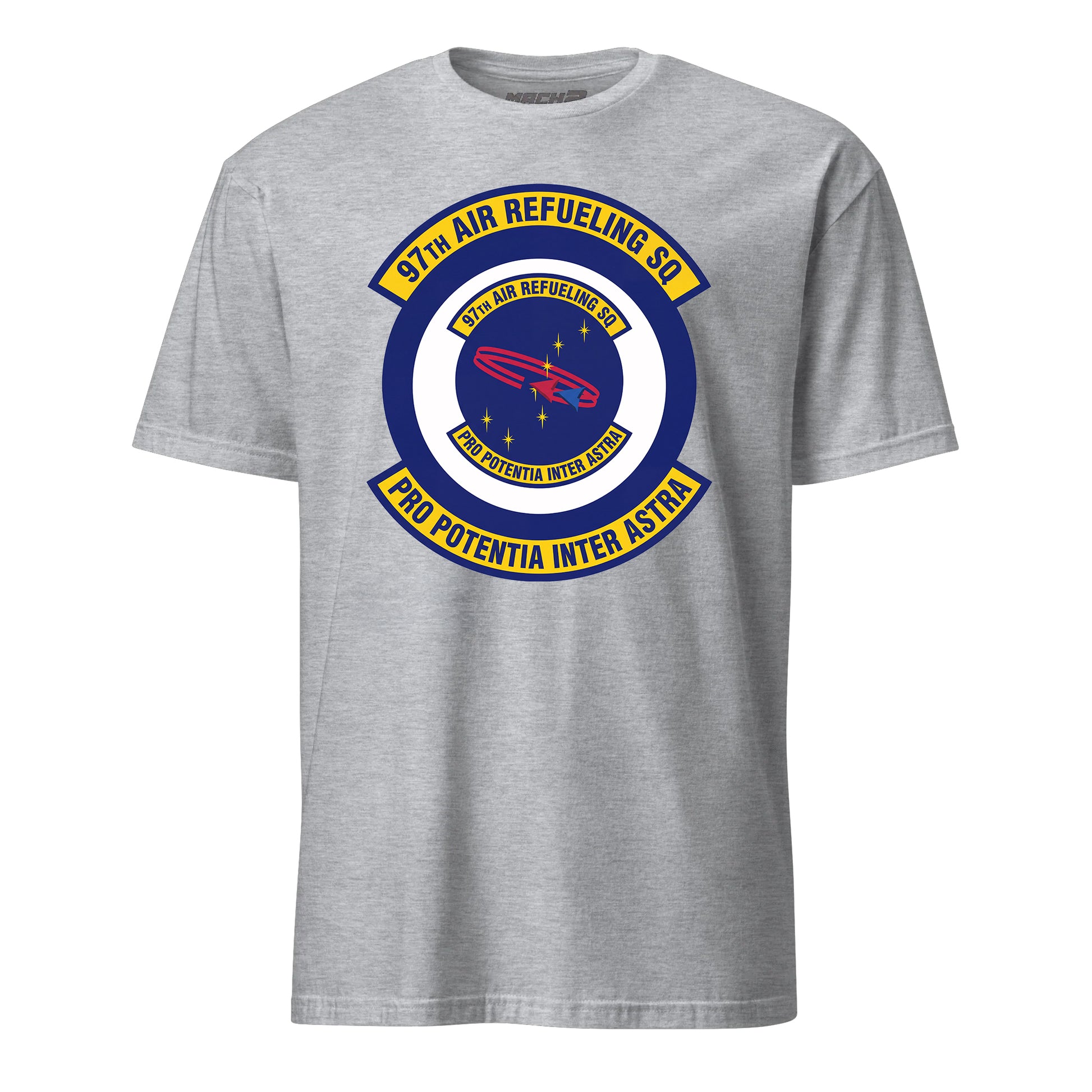 Mach2 Squadron Upload | 97TH AIR REFUELING SQUADRON | T-Shirt | Heather Grey | MACH-SHORT-SLEEVE-FRONT-GREY.jpg