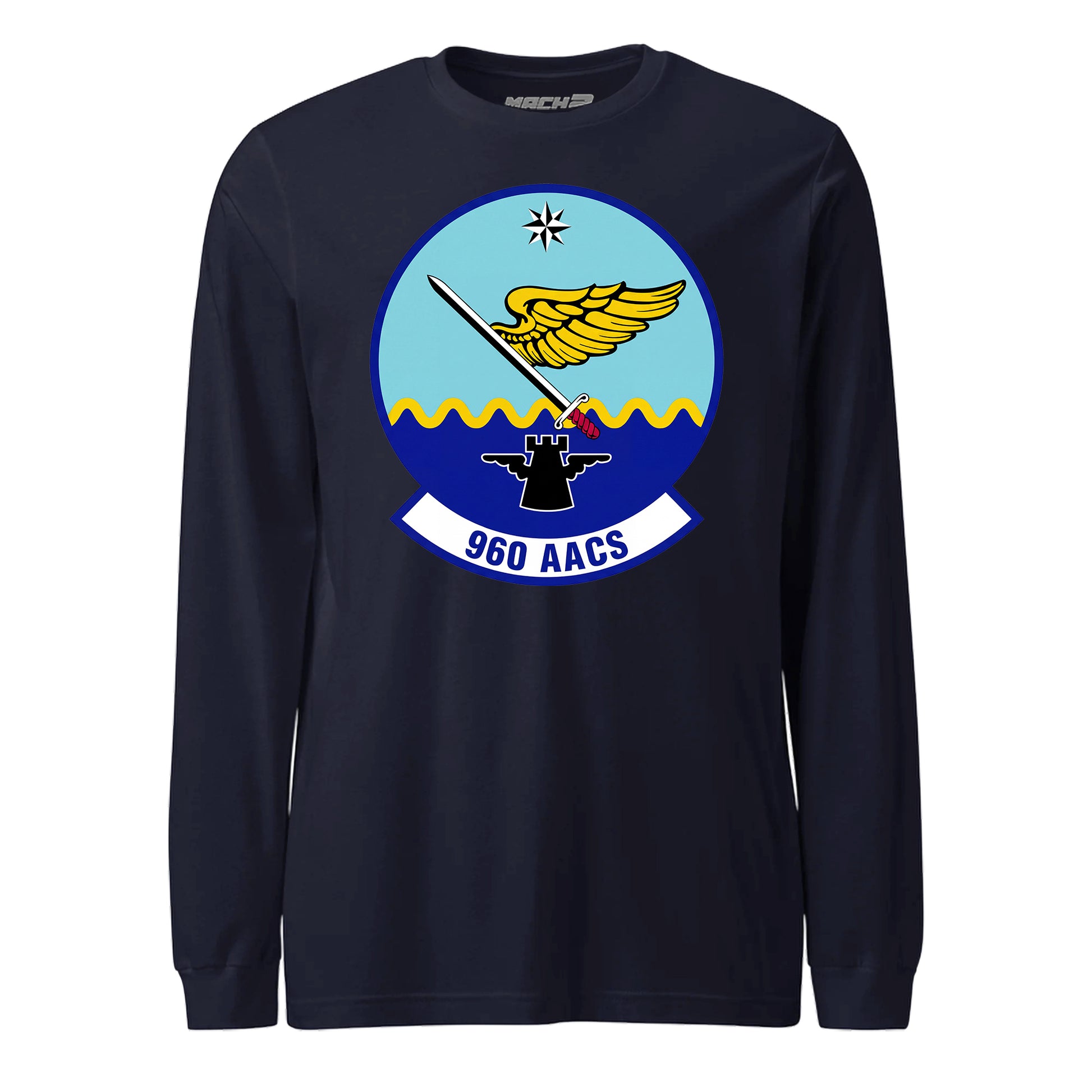 Mach2 Squadron Upload | 960TH AIRBORNE AIR CONTROL SQUADRON | Long Sleeve | Navy | MACH-LONG-SLEEVE-FRONT-NAVY.jpg