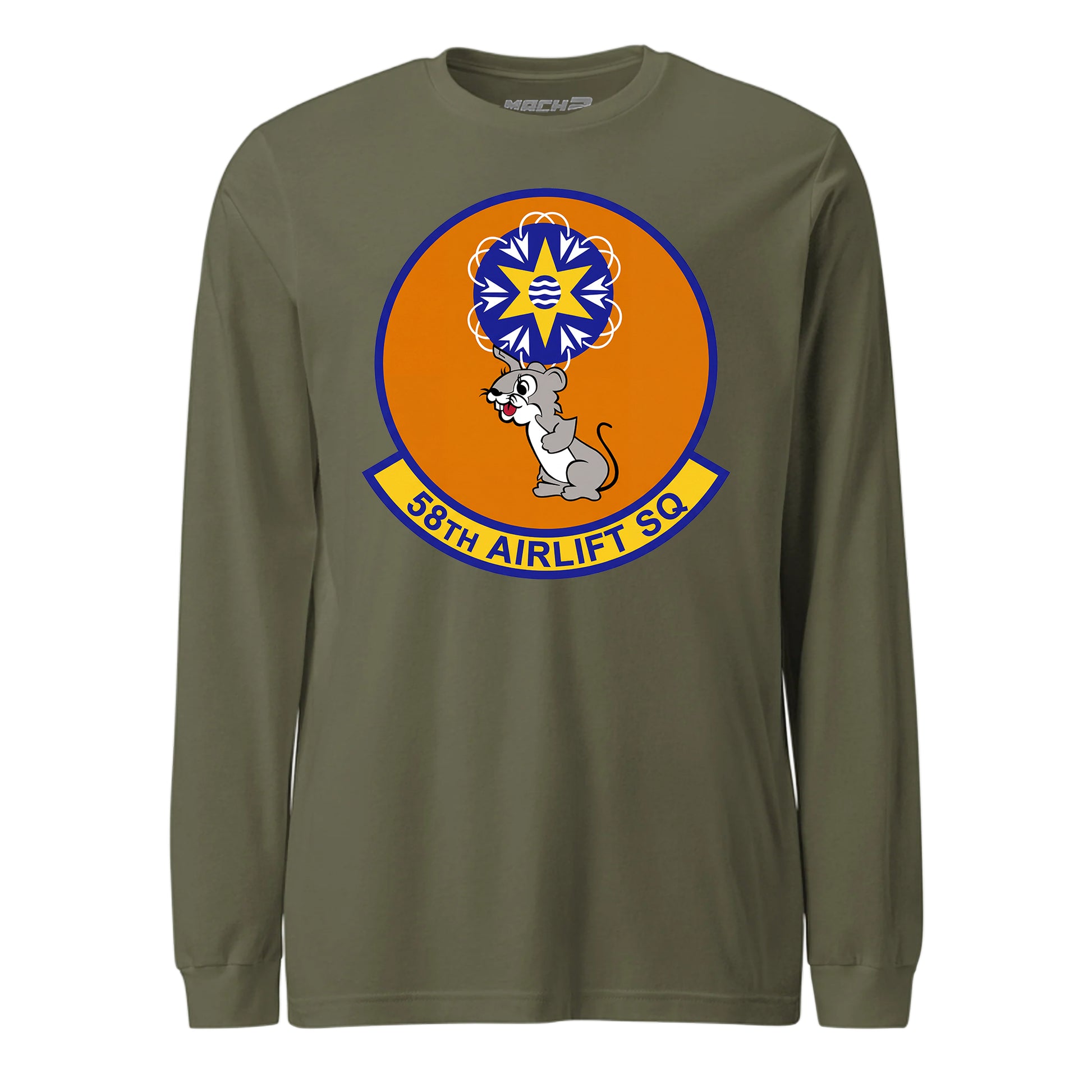 Mach2 Squadron Upload | 58TH AIRLIFT SQUADRON | Long Sleeve | OD Green | MACH-LONG-SLEEVE-FRONT-OD.jpg