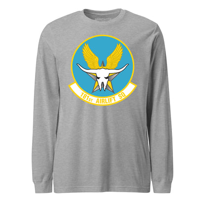 Mach2 Squadron Upload | 181ST AIRLIFT SQUADRON | Long Sleeve | Heather Grey | MACH-LONG-SLEEVE-FRONT-GREY.jpg