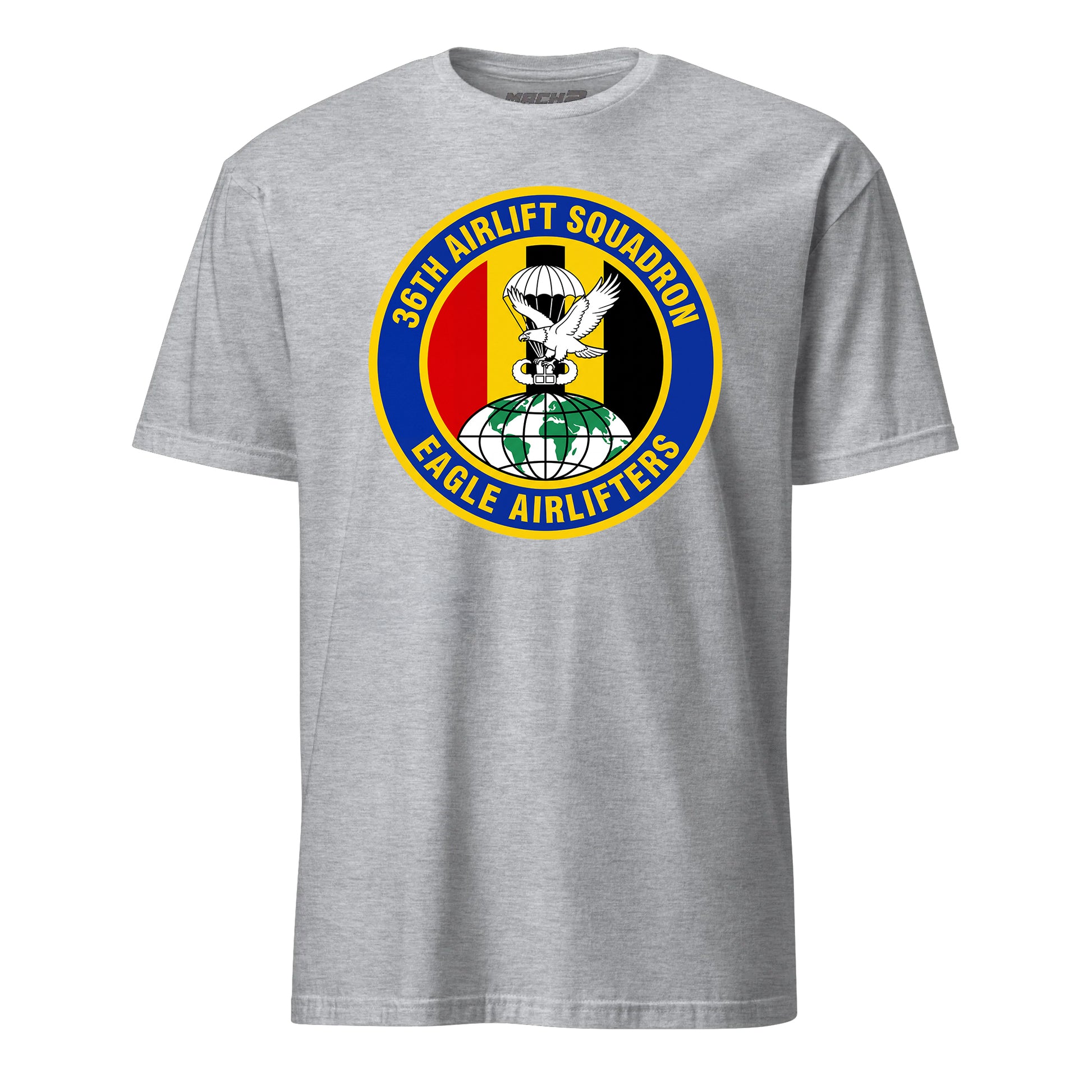 Mach2 Squadron Upload | 36TH AIRLIFT SQUADRON | T-Shirt | Heather Grey | MACH-SHORT-SLEEVE-FRONT-GREY.jpg