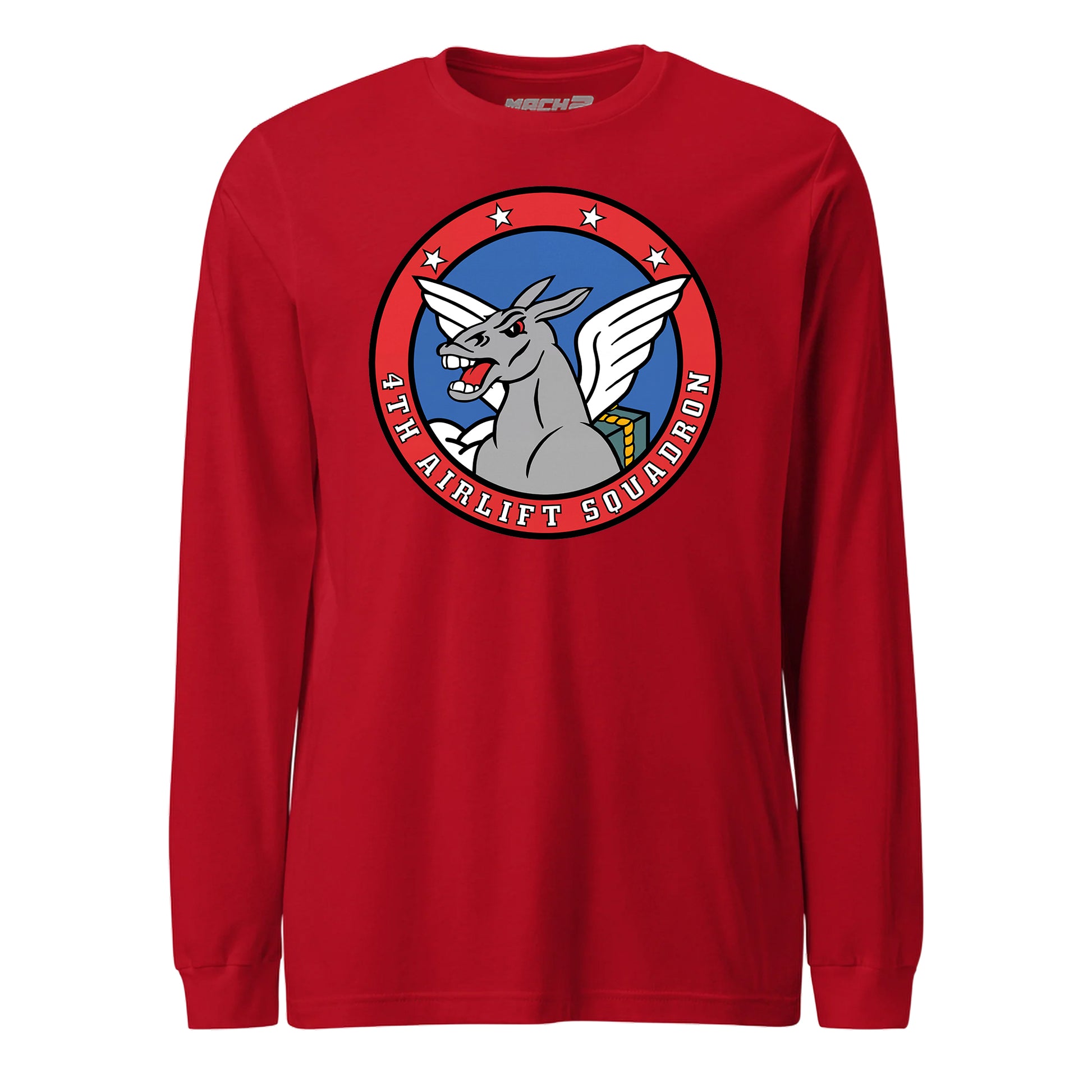 Mach2 Squadron Upload | 4TH AIRLIFT SQUADRON | Long Sleeve | Red | MACH-LONG-SLEEVE-FRONT-RED.jpg