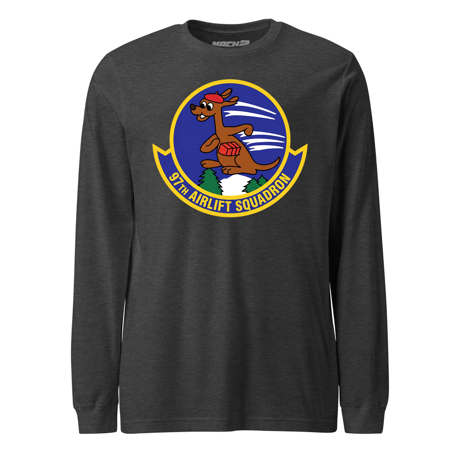 Mach2 Squadron Upload | 97TH AIRLIFT SQUADRON | Long Sleeve | Charcoal Heather | MACH-LONG-SLEEVE-FRONT-CHARCOAL.jpg