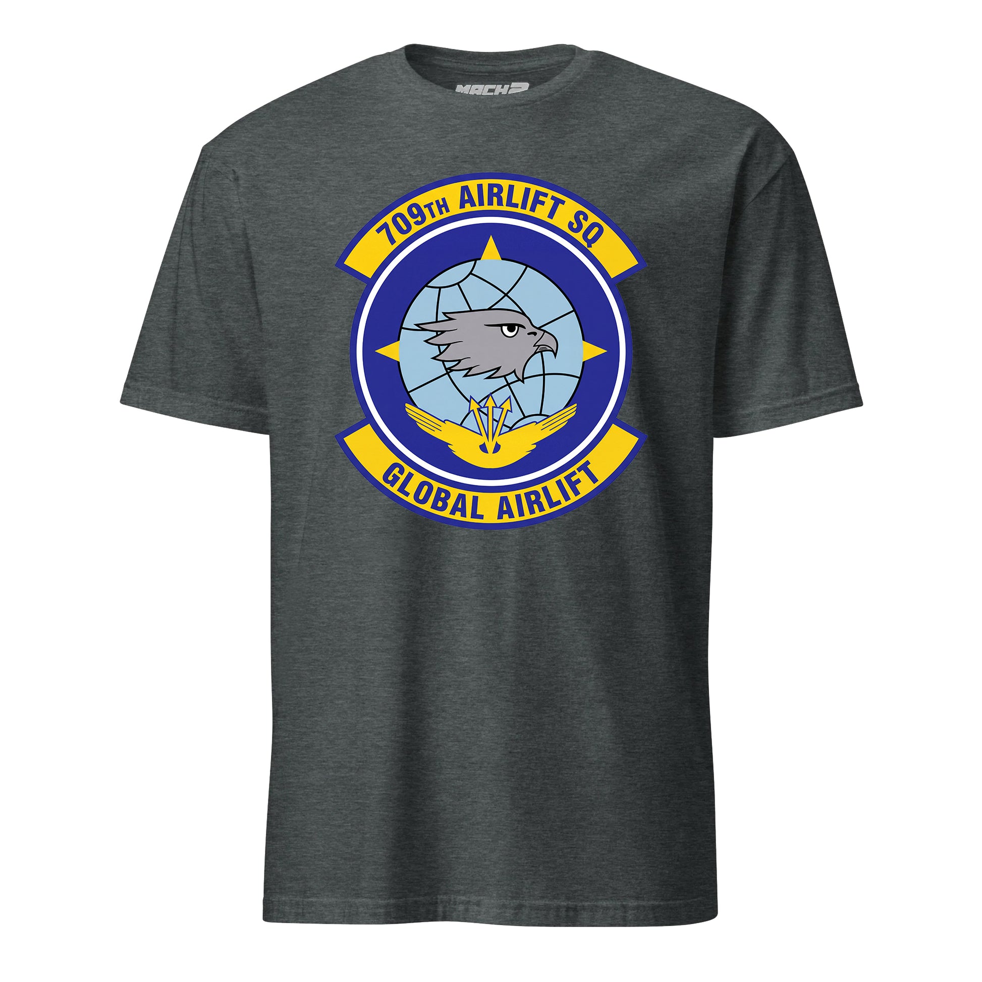 Mach2 Squadron Upload | 709TH AIRLIFT SQUADRON | T-Shirt | Charcoal Heather | MACH-SHORT-SLEEVE-FRONT-CHARCOAL.jpg