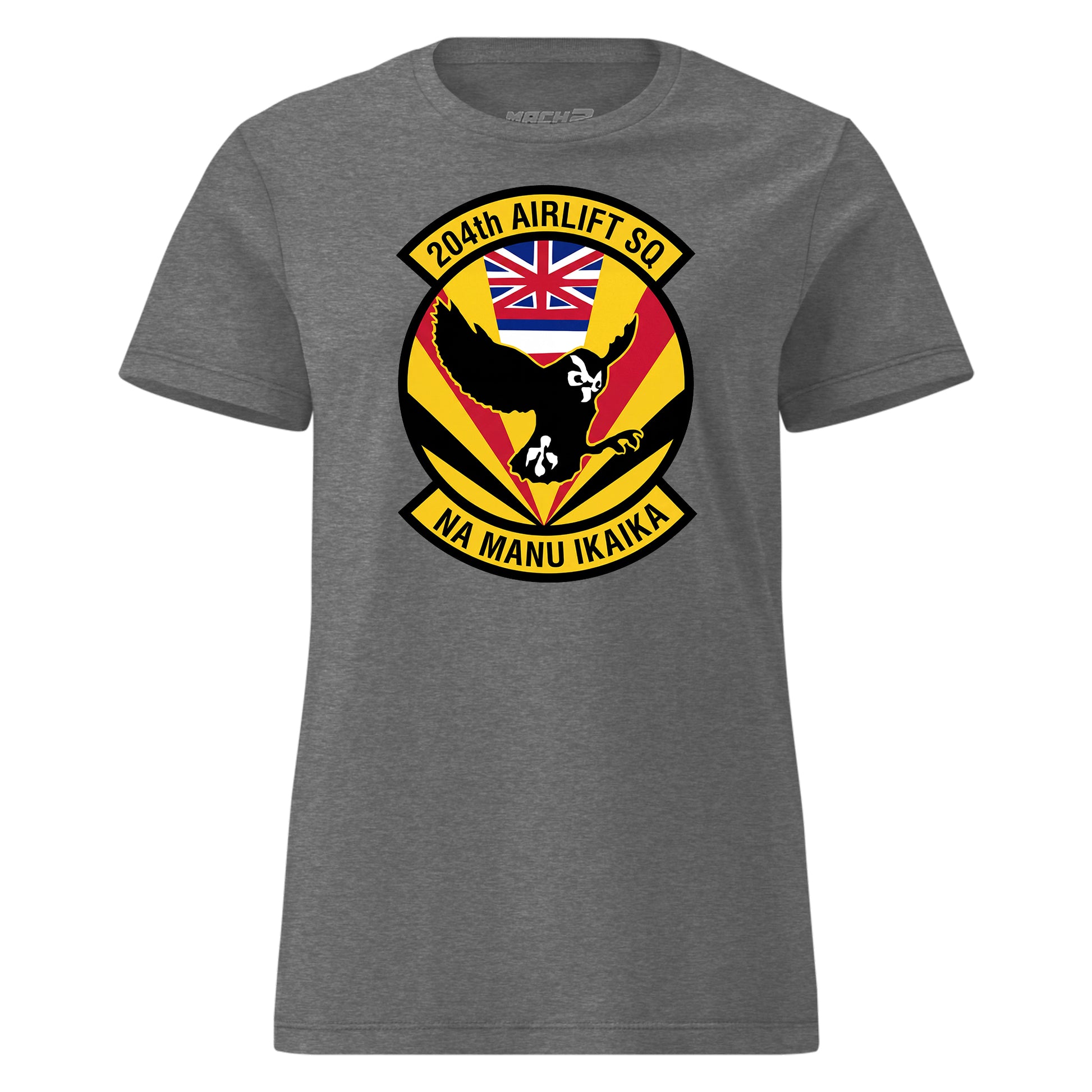 Mach2 Squadron Upload | 204TH AIRLIFT SQUADRON | Womens | Charcoal Heather | MACH-WOMENS-FRONT-CHARCOAL.jpg