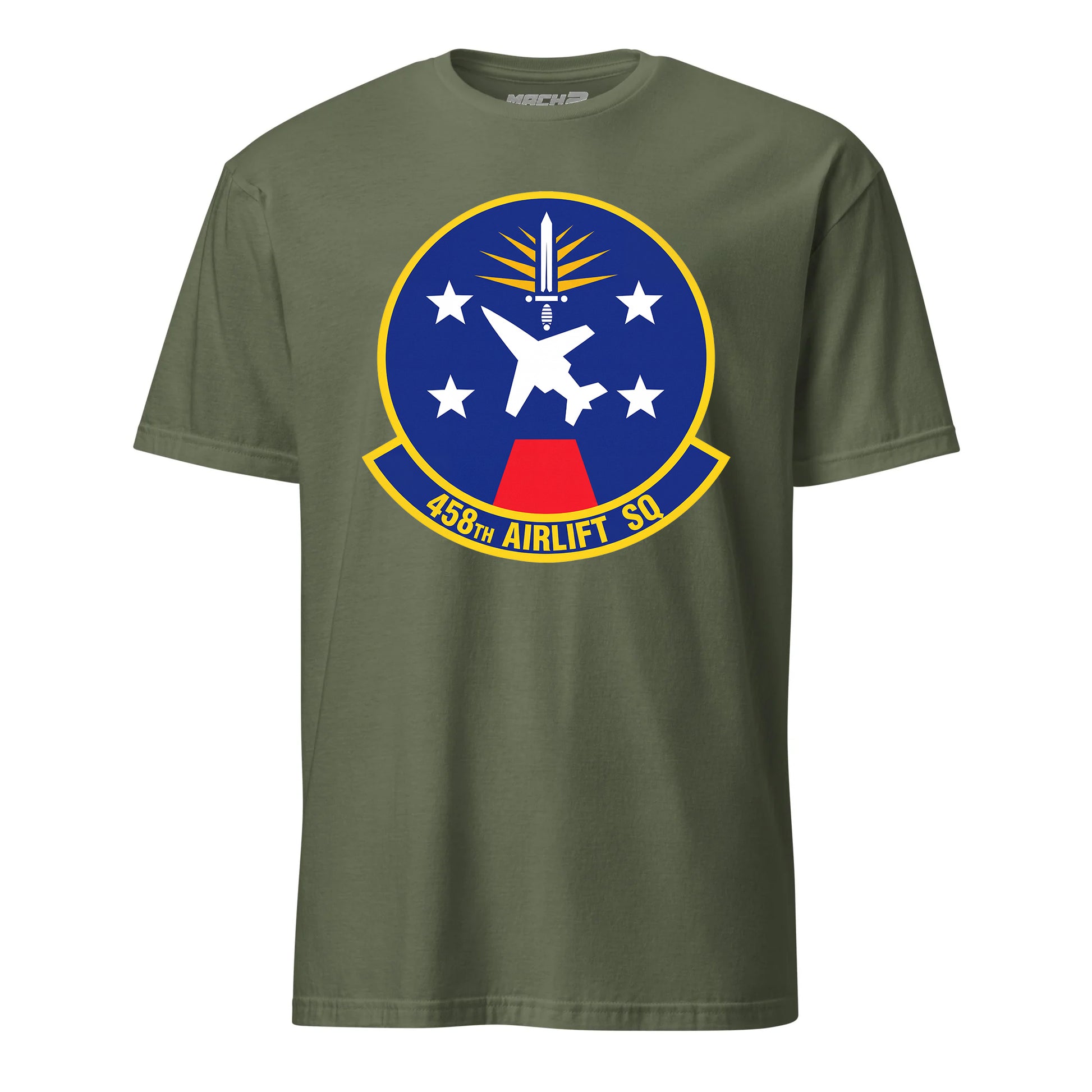 Mach2 Squadron Upload | 458TH AIRLIFT SQUADRON | T-Shirt | OD Green | MACH-SHORT-SLEEVE-FRONT-OD.jpg