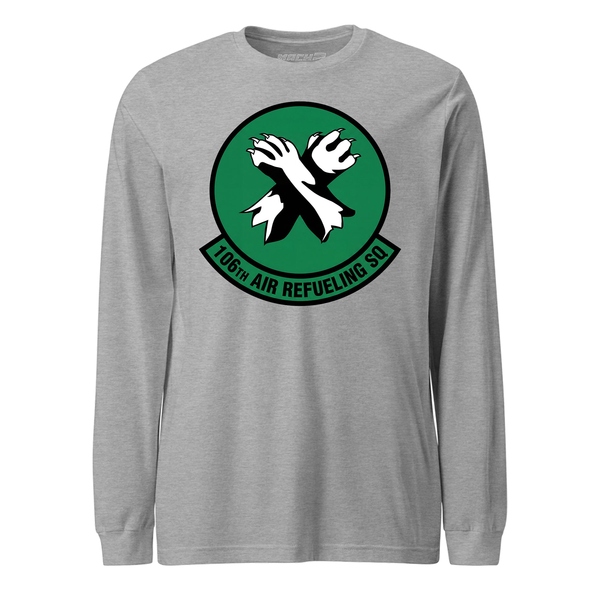 Mach2 Squadron Upload | 106TH AIR REFUELING SQUADRON | Long Sleeve | Heather Grey | MACH-LONG-SLEEVE-FRONT-GREY.jpg