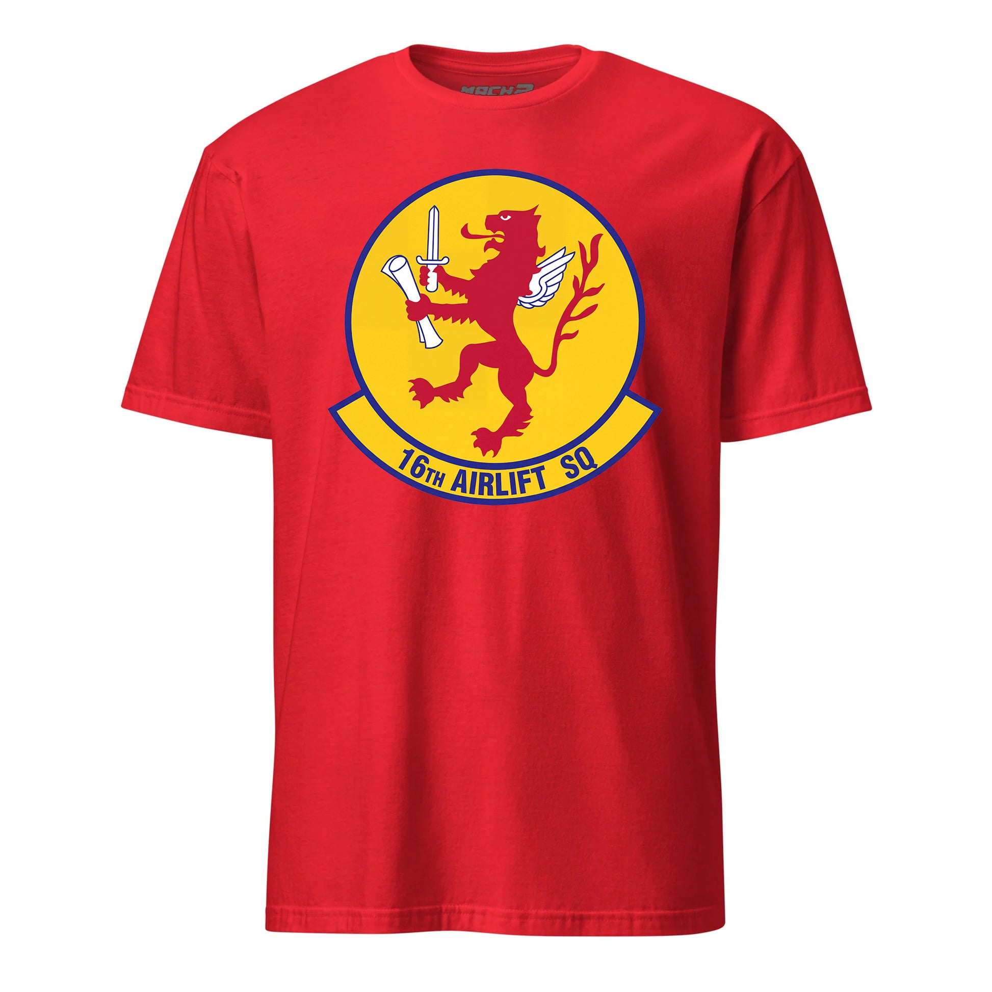 Mach2 Squadron Upload | 16TH AIRLIFT SQUADRON | T-Shirt | Red | MACH-SHORT-SLEEVE-FRONT-RED.jpg