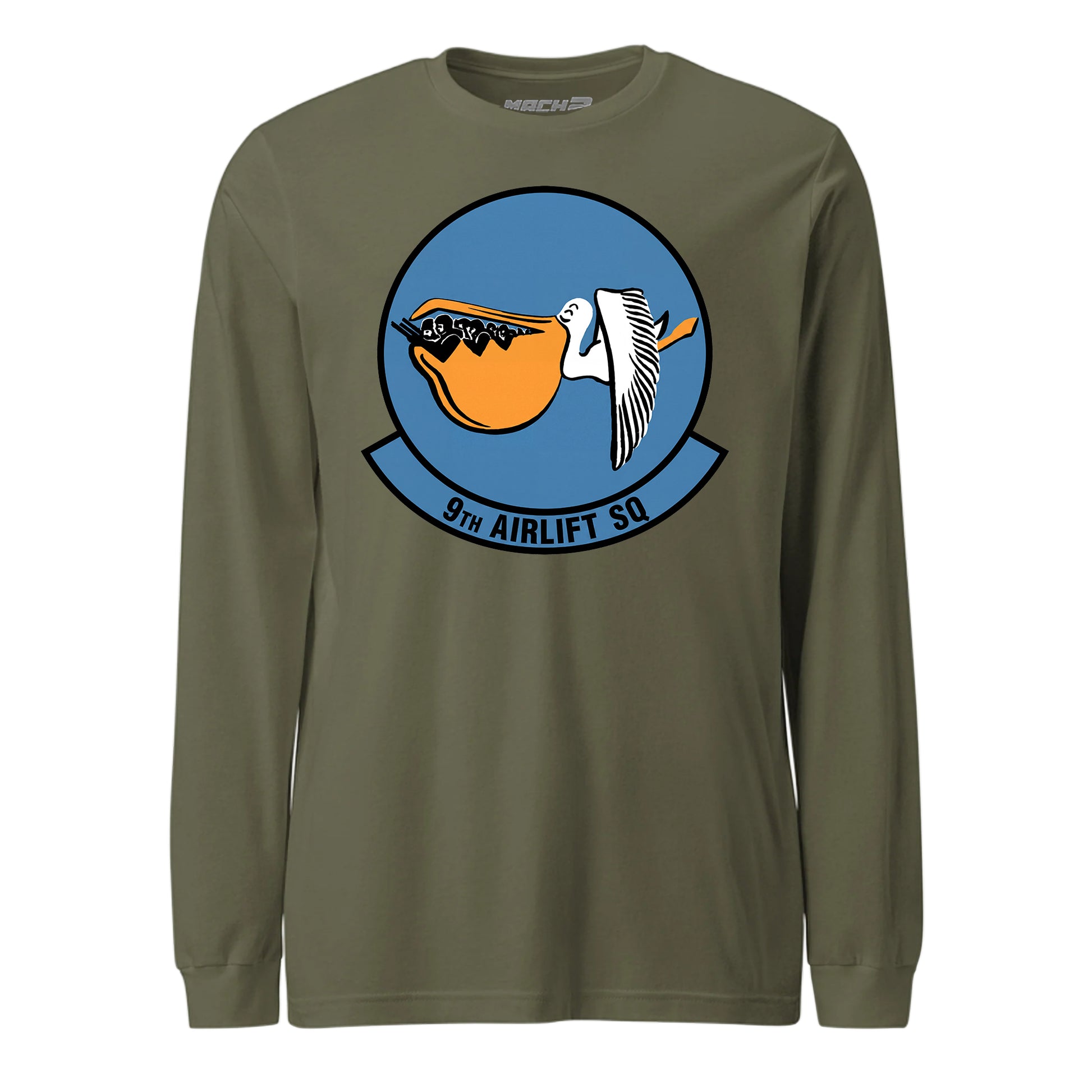 Mach2 Squadron Upload | 9TH AIRLIFT SQUADRON | Long Sleeve | OD Green | MACH-LONG-SLEEVE-FRONT-OD.jpg