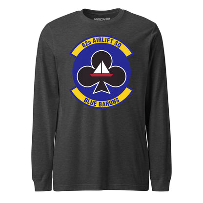 Mach2 Squadron Upload | 62ND AIRLIFT SQUADRON | Long Sleeve | Charcoal Heather | MACH-LONG-SLEEVE-FRONT-CHARCOAL.jpg