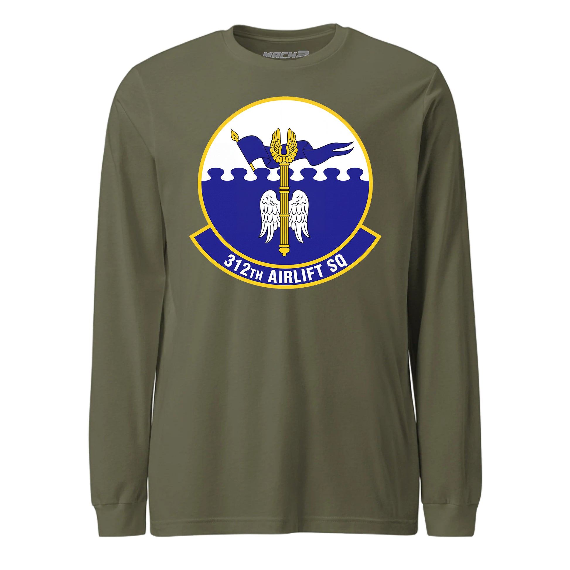 Mach2 Squadron Upload | 312TH AIRLIFT SQUADRON | Long Sleeve | OD Green | MACH-LONG-SLEEVE-FRONT-OD.jpg