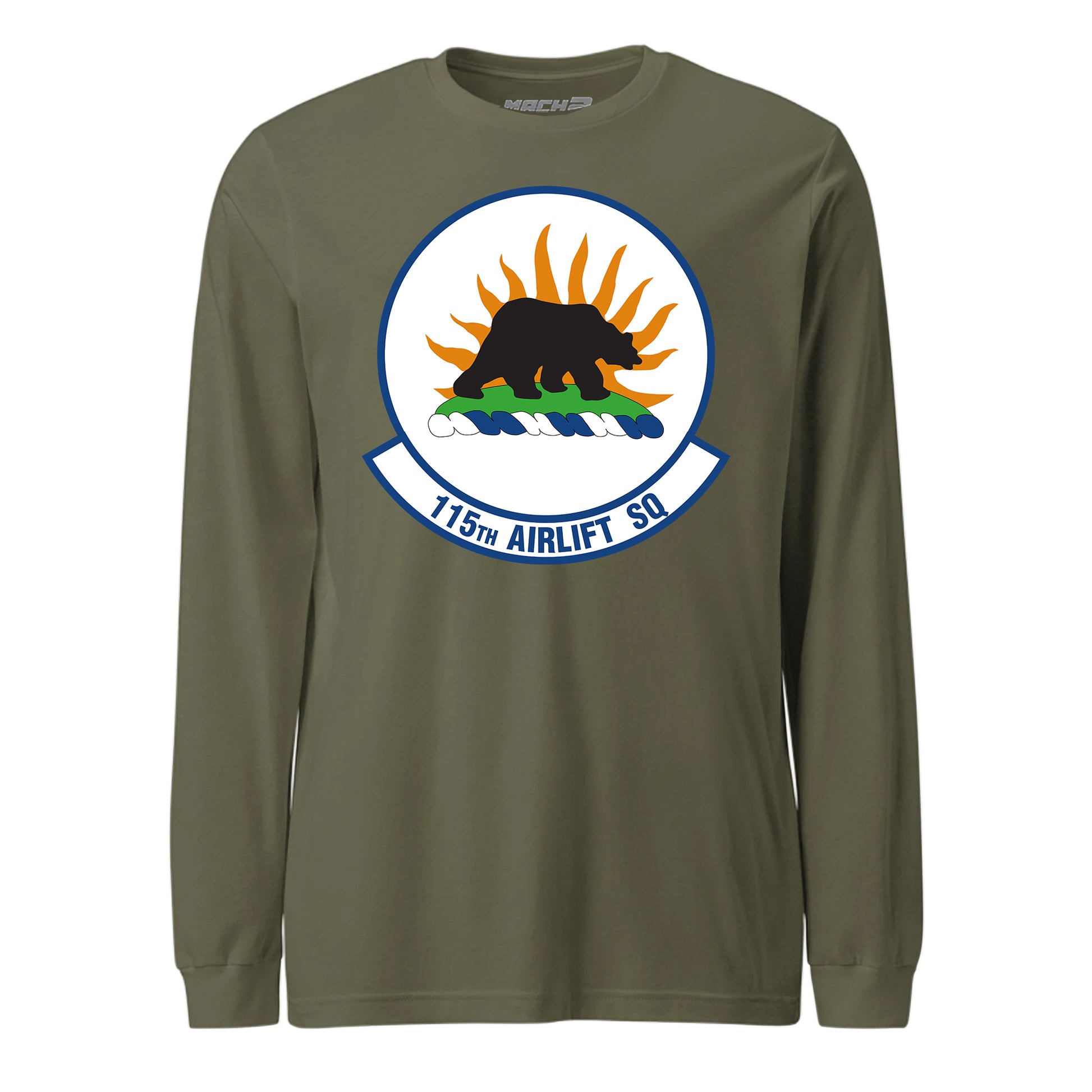 Mach2 Squadron Upload | 115TH AIRLIFT SQUADRON | Long Sleeve | OD Green | MACH-LONG-SLEEVE-FRONT-OD.jpg