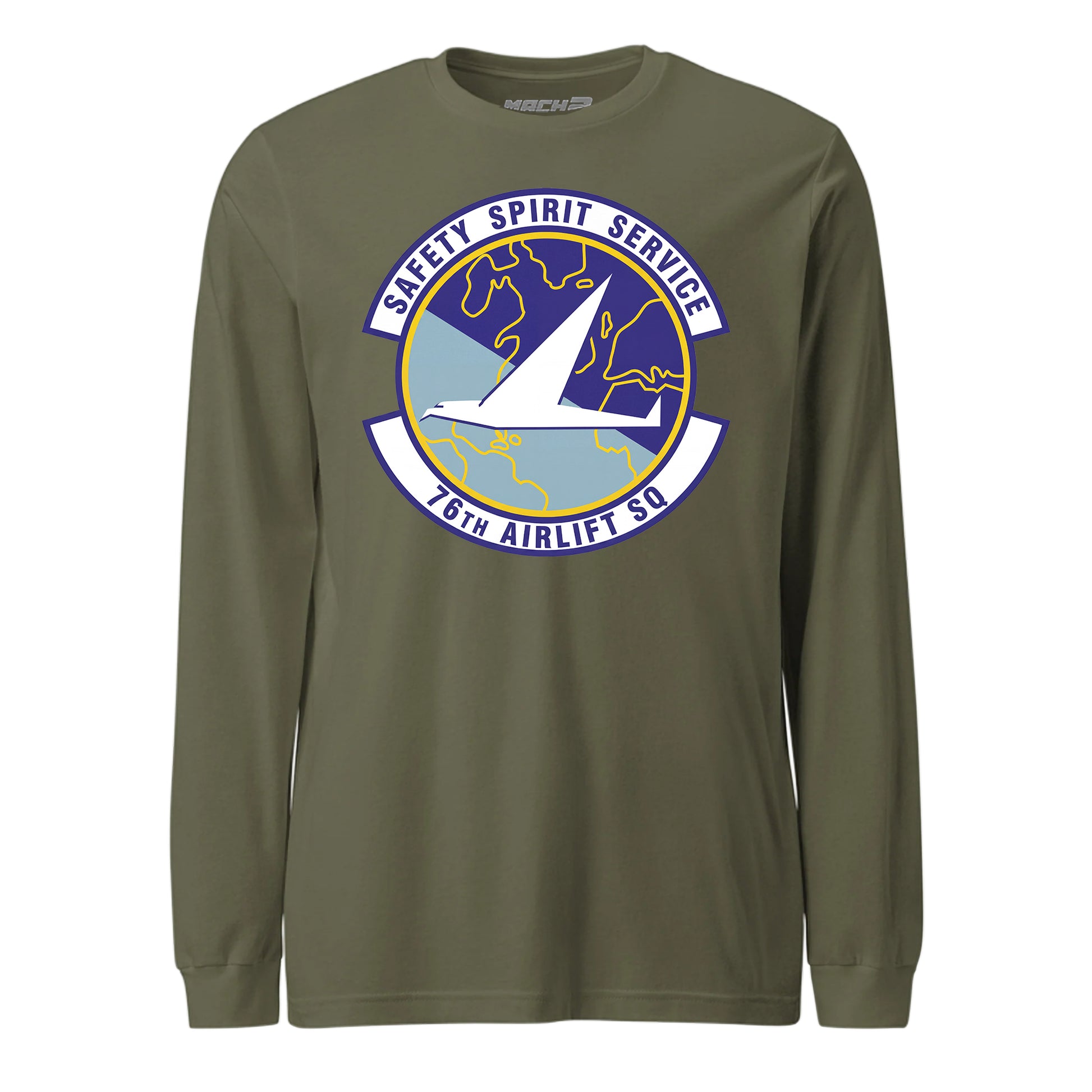 Mach2 Squadron Upload | 76TH AIRLIFT SQUADRON | Long Sleeve | OD Green | MACH-LONG-SLEEVE-FRONT-OD.jpg