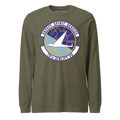 Mach2 Squadron Upload | 76TH AIRLIFT SQUADRON | Long Sleeve | OD Green | MACH-LONG-SLEEVE-FRONT-OD.jpg