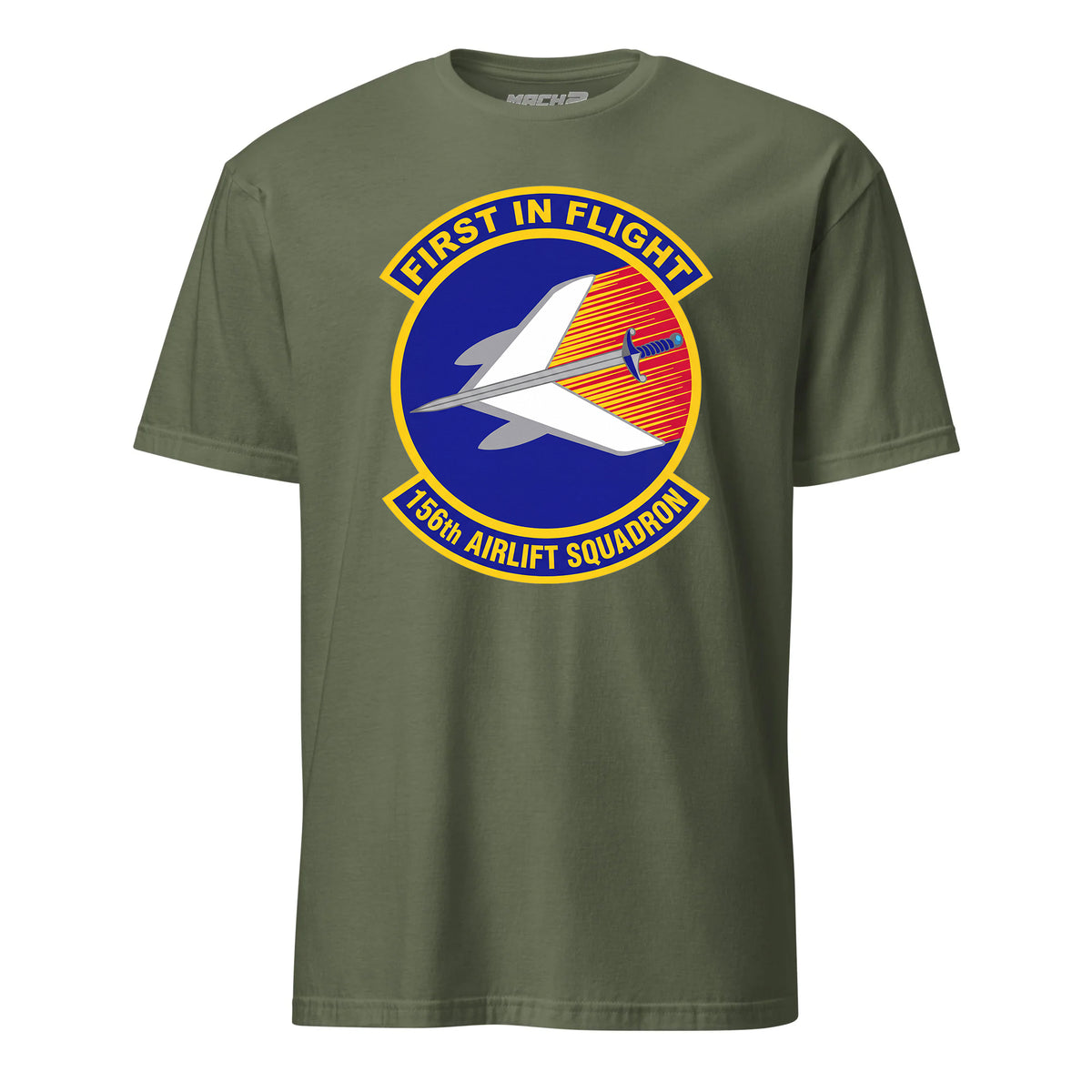 Mach2 Squadron Upload | 156TH AIRLIFT SQUADRON | T-Shirt | OD Green | MACH-SHORT-SLEEVE-FRONT-OD.jpg